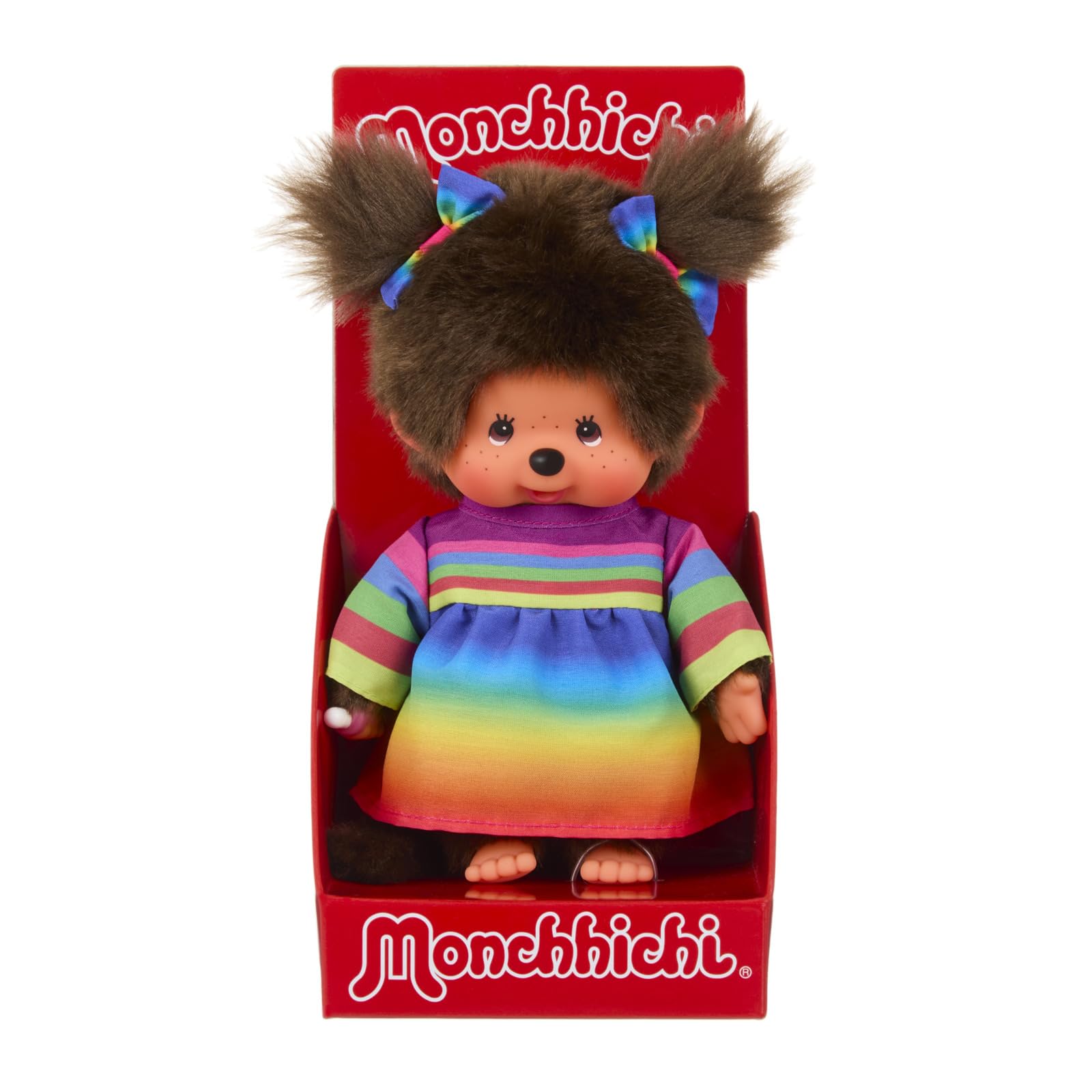 Sekiguchi 204090 Original Monchhichi Girl with Rainbow Dress