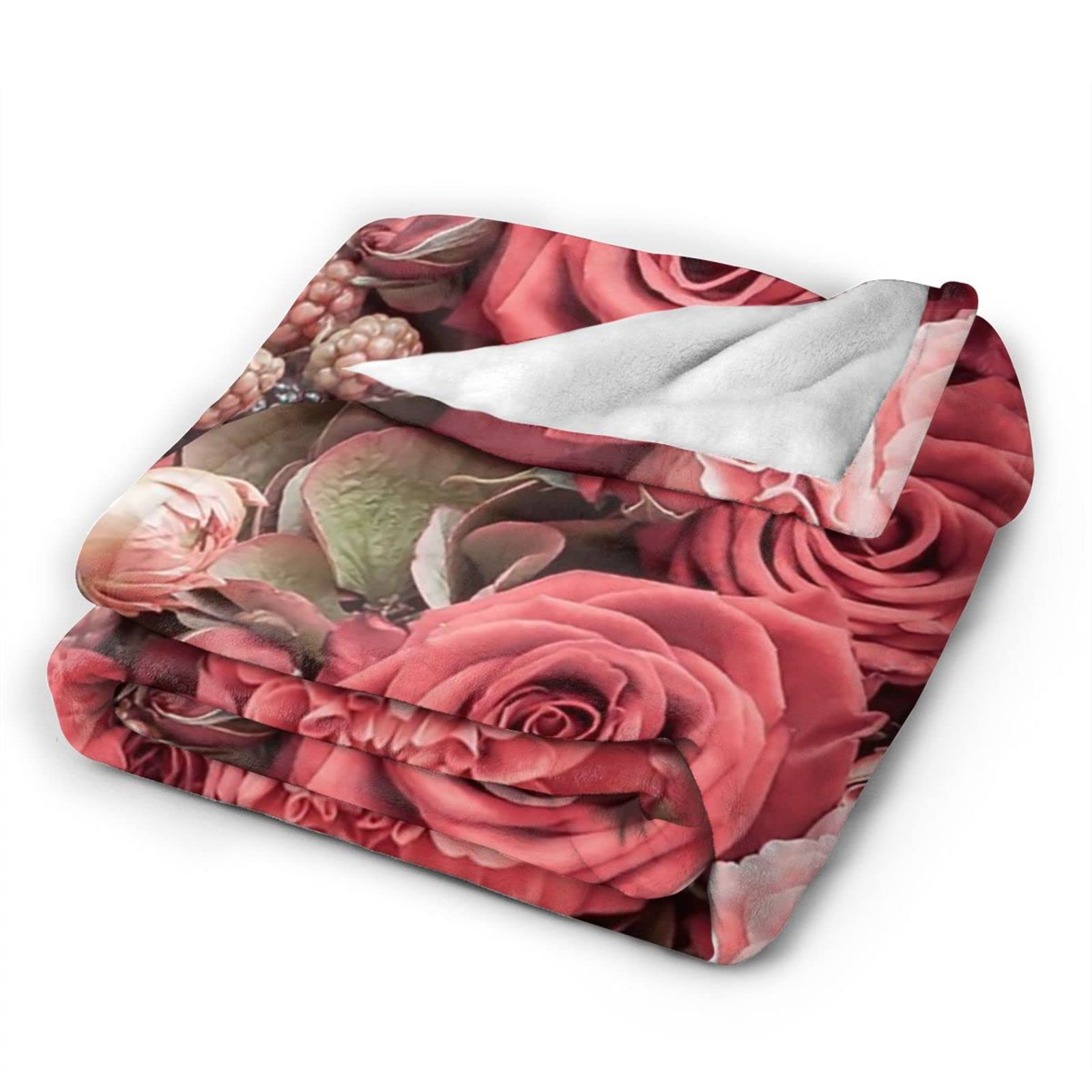 ピンク薔薇柄ブランケット ひざ掛け かけ布団150x200毛布フランネル 暖かい Amazon｜かわいい ピンクの花 毛布 シングル 厚手 あったか 冬
