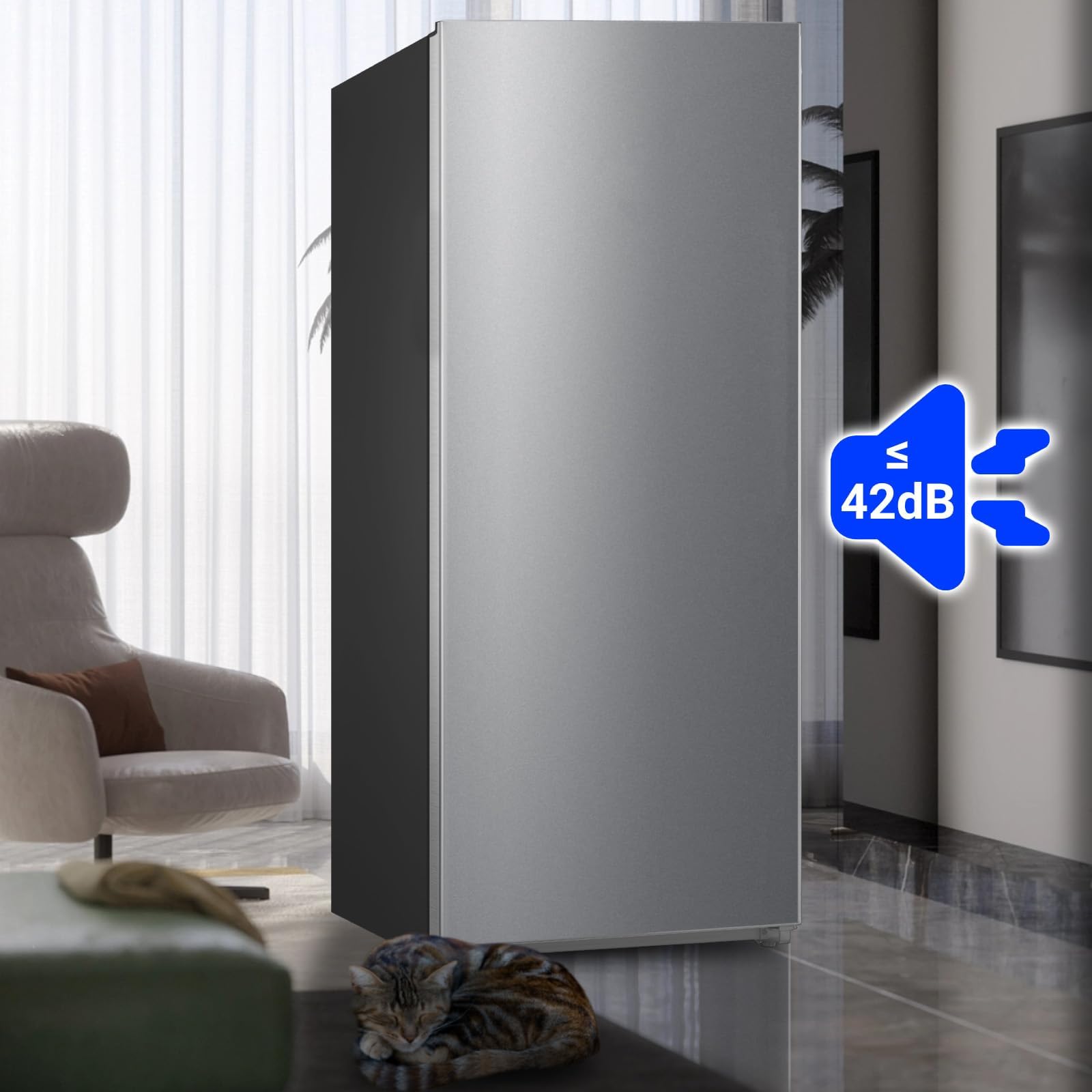 21 Cu.Ft Upright Freezer, Freezer Upright With LED Light Convertible Refrigerator Freezer Stainless Steel, Frost Free For Garage, Kitchen, Home Use(Left Hinge) on Fridge.com - View 6