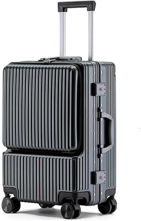 review OLOTU Strong Hardside Luggage Front Opening Aluminum Cabin Luggage Universal Wheel Lock Box Business Travel Boarding Suitcase Sturdy