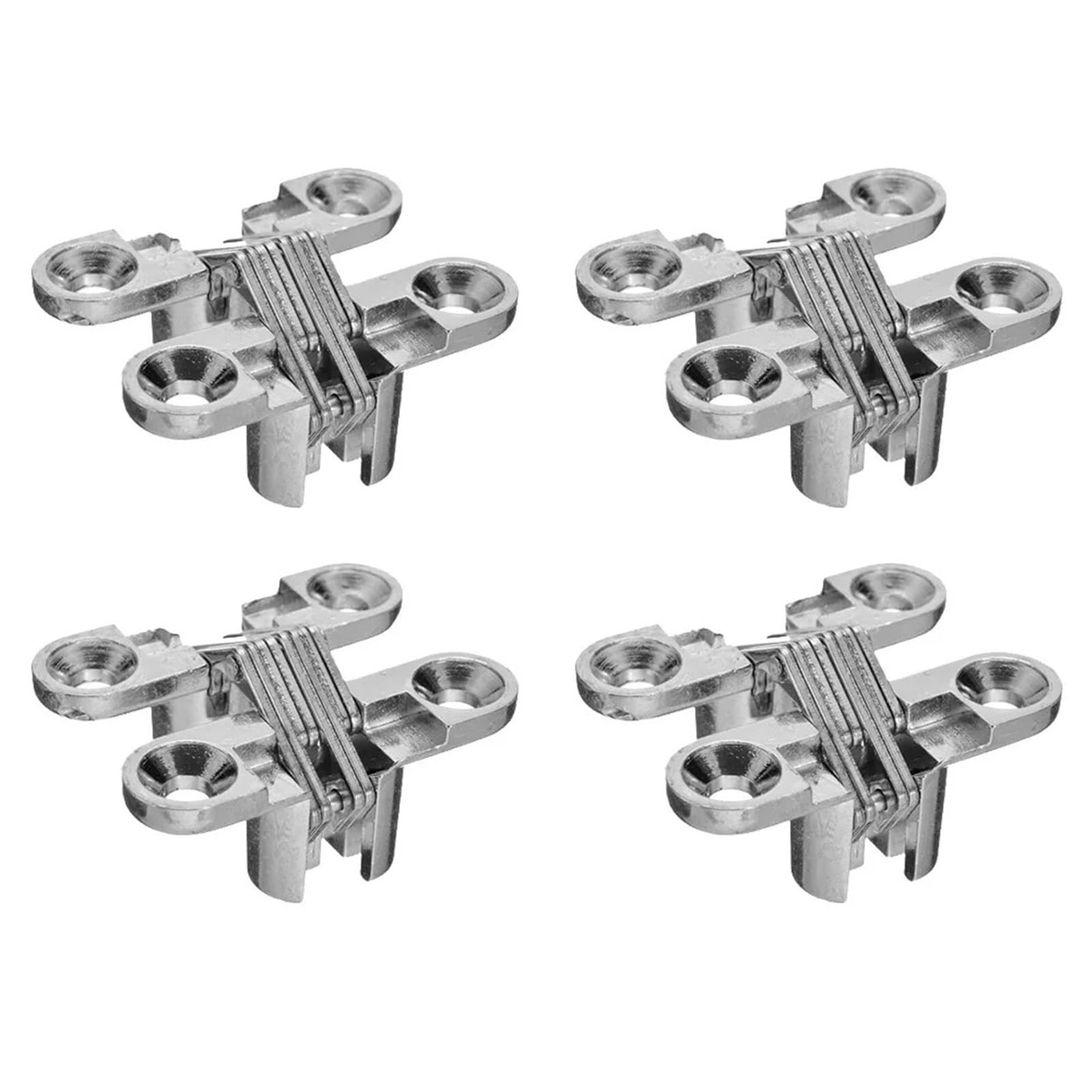 Concealed Hinges Hidden Folding Furniture Oncealed Heavy Duty for Cabinet Cupboard Wooden Box Door Hinge Hardware Tool Cross for Furniture(Silver 4Pcs)
