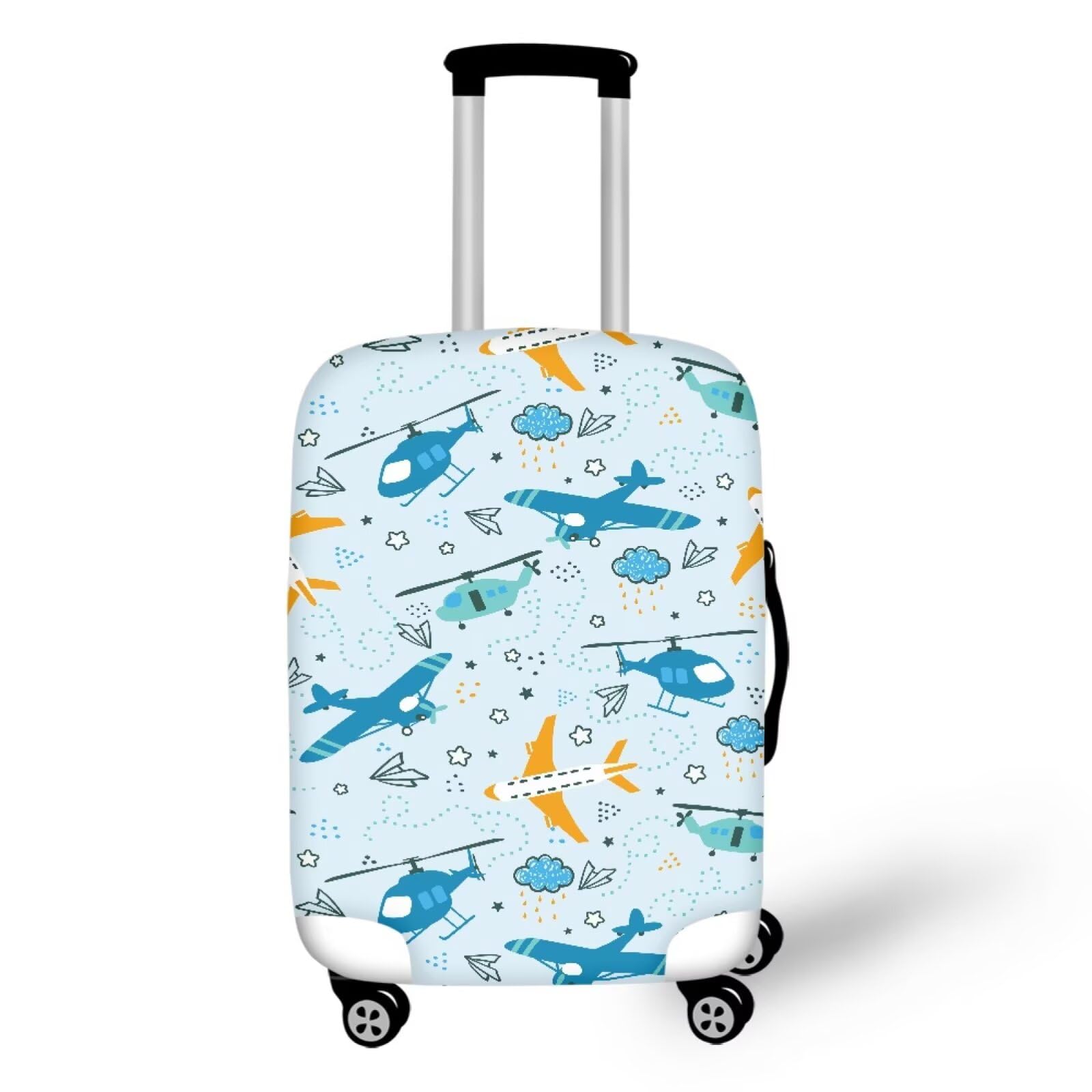 Coloranimal Airplane Elastic Luggage Covers for Women Men Fits 18-21" Luggage Travel Suitcase Cover with Zipper Fashion Washable Suitcase Protector for Vocation