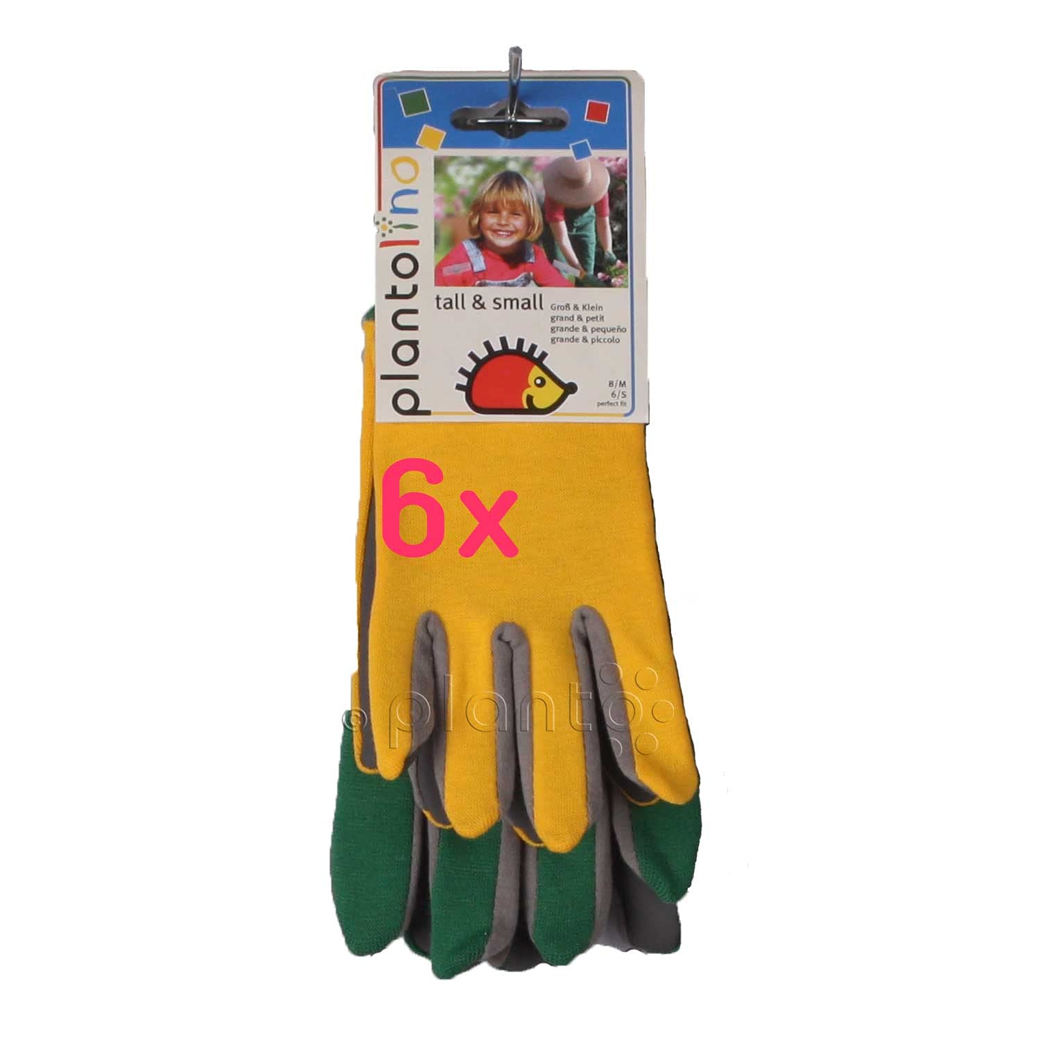 planto Garten Handschuh Set Tall & Small Gartenhandschuhe für Mütter und Kinder Arbeitshandschuhe, Größe 8 + 6 (M + XS) Weiche Stretch Handschuhe im Set (6er Pack = 12 Paar)