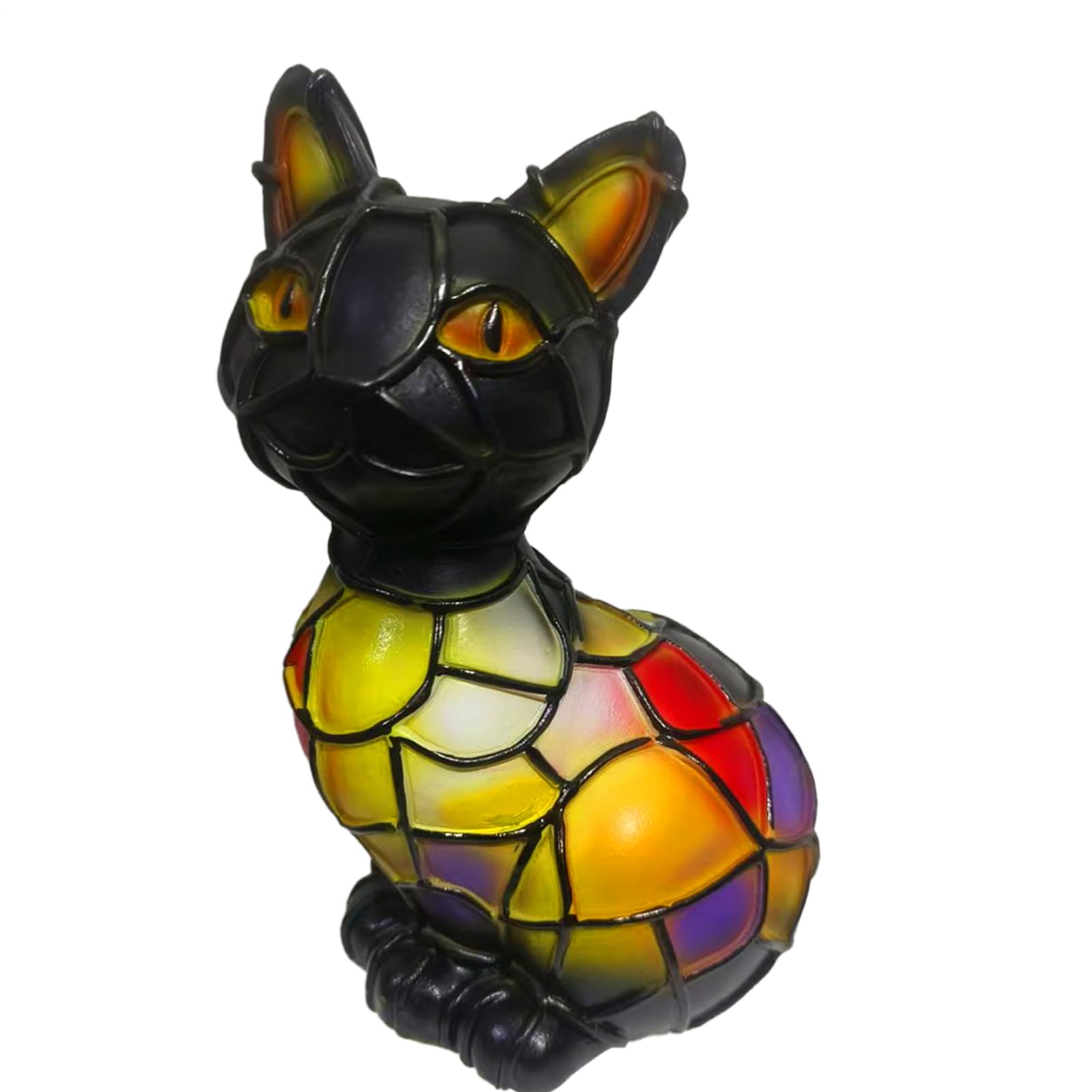 Stained Glass Lamp, 3D Animal Dog Lamp, Cute LED Bedside Nightlamp Animal Ornament - Resin French Bulldog Tabletop Sculpture Vintage Night Lighting Colorful Desktop Decorations for Bedroom Nursery