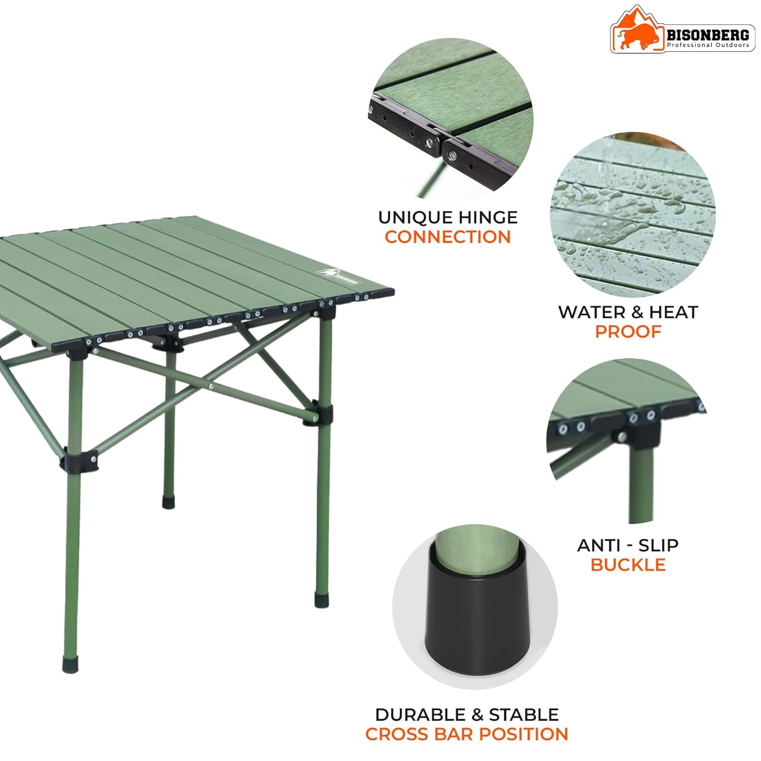 BISONBERG Aluminium Folding Camping Table Adjustable Height Table for Camping, Fishing, Hiking, Travel, Picnic, Beach - Aluminum (Square) - Image 3 thumbnail