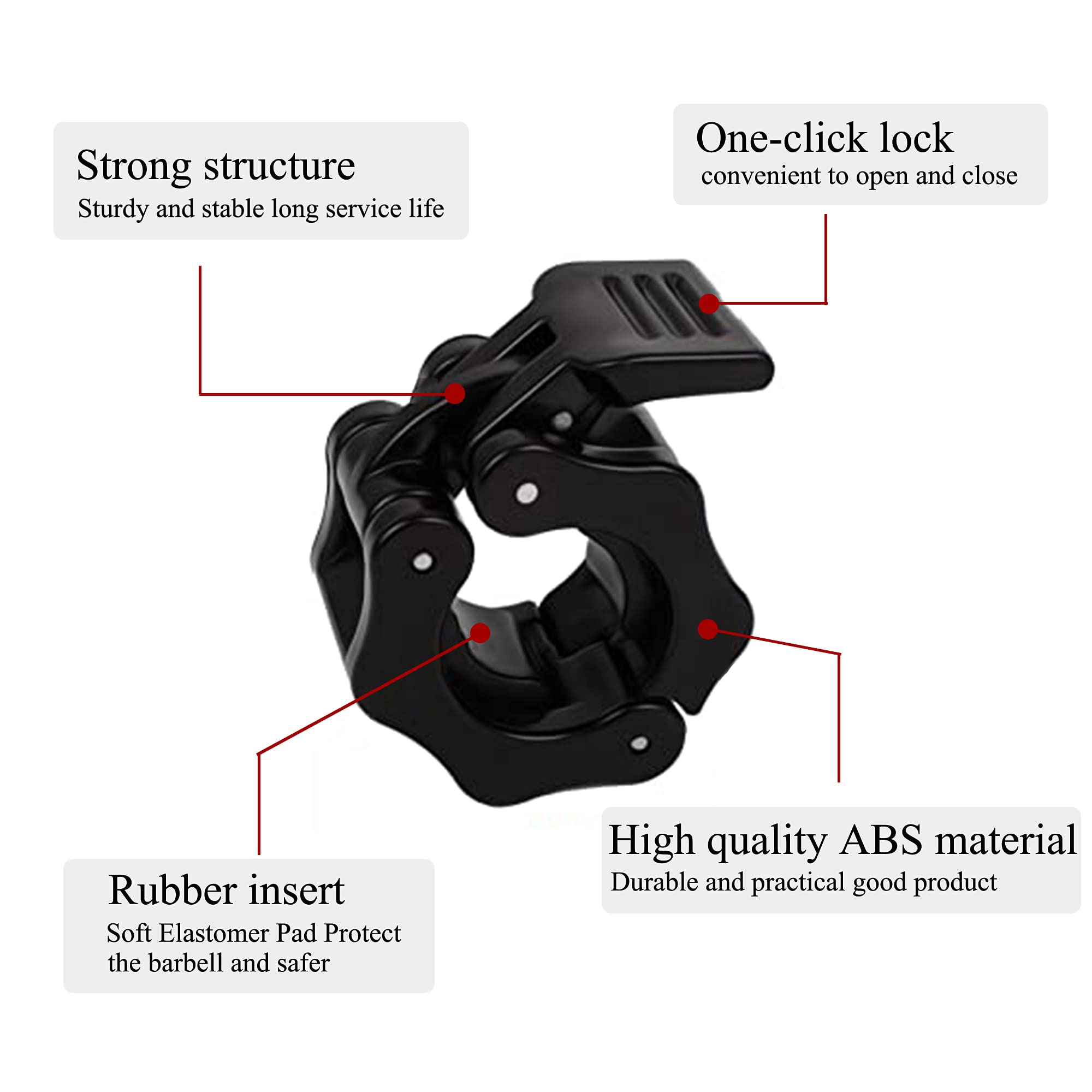 4 Pezzi Morsetti per Bilanciere Collari di Bloccaggio Ferma Dischi 28mm Blocca Dischi Bilancieri a Sgancio Rapido Collari Bilanciere per Allenamento Sollevamento Pesi e Fitness (Nero+Rosso)