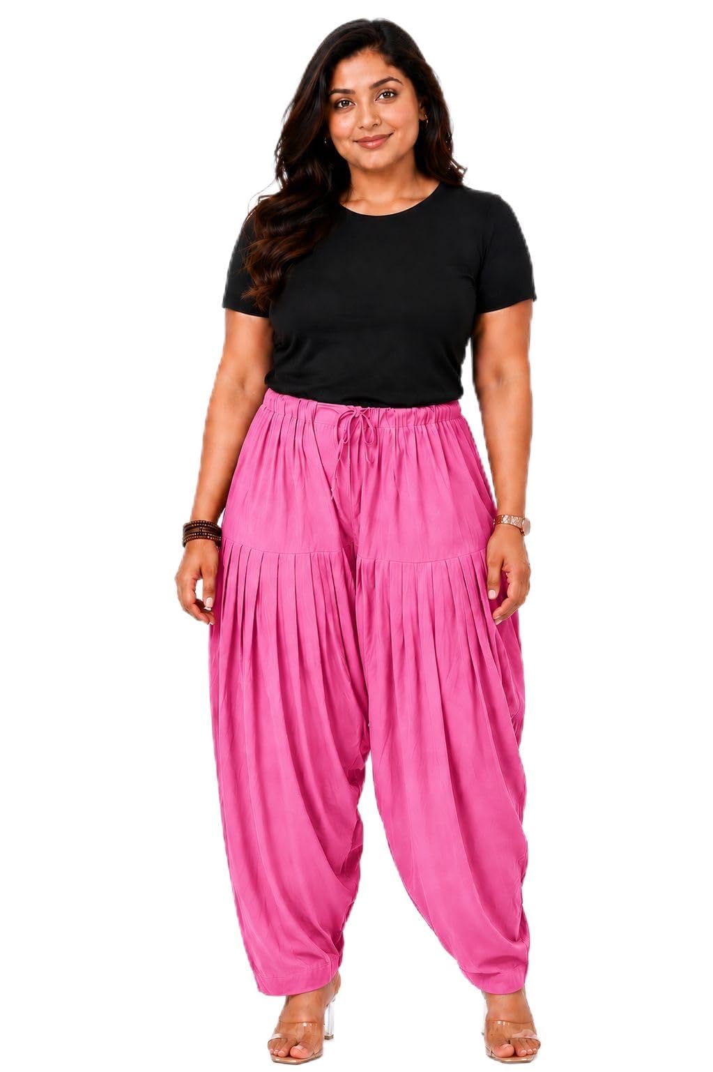 white tulips Cotton Semi Patiala Pants for Women | 100% Pure Cotton Readymade Patiyala Salwar | Free Size Ethnic Wear | Adjustable Waist | Multicolor-picture-22