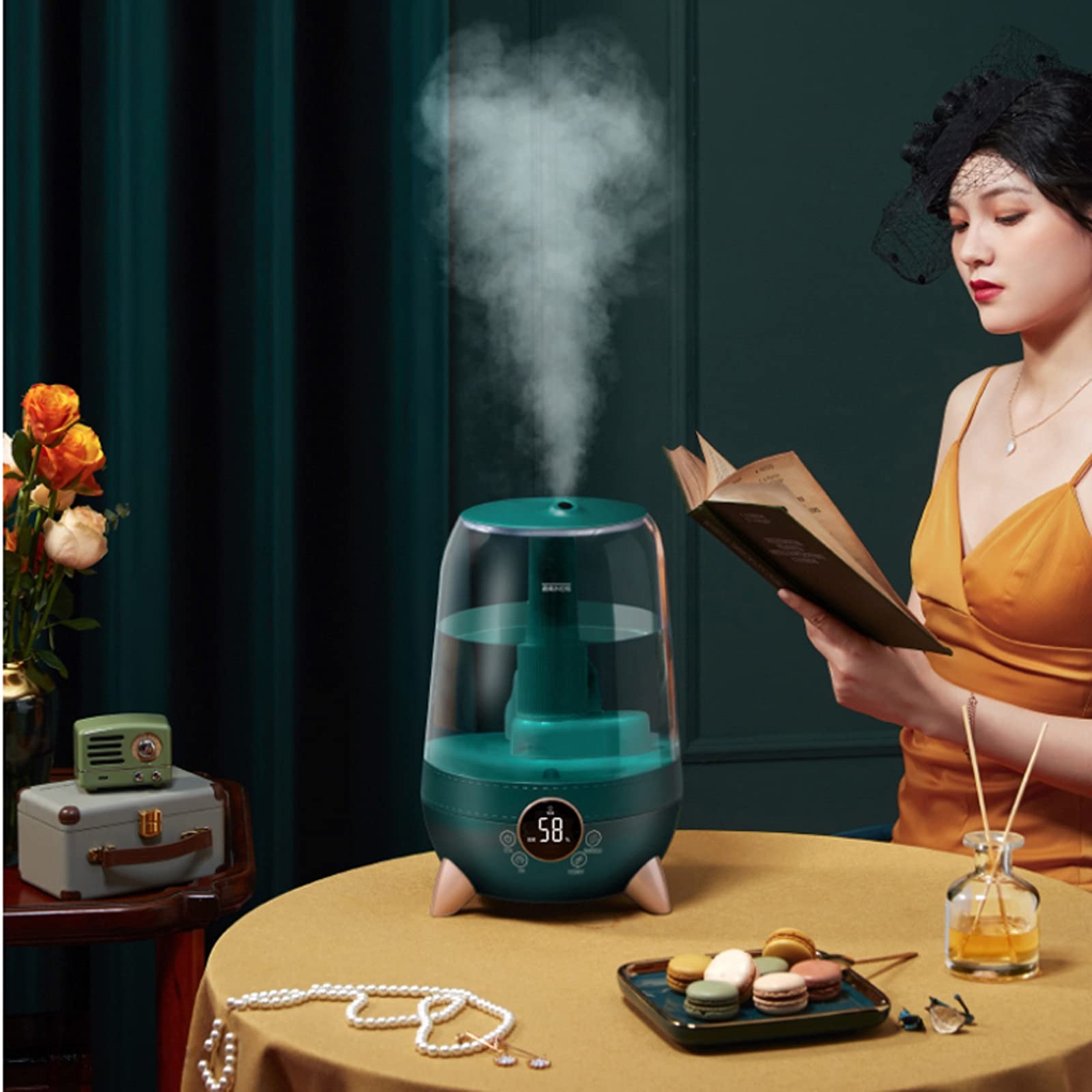 Humidificadores de Aire Humidificador, humidificadores ultrasónicos tranquilos for dormitorio y habitación grande, apagado automático, humidificadores for bebés Nursery y toda la casa Silencioso Humid