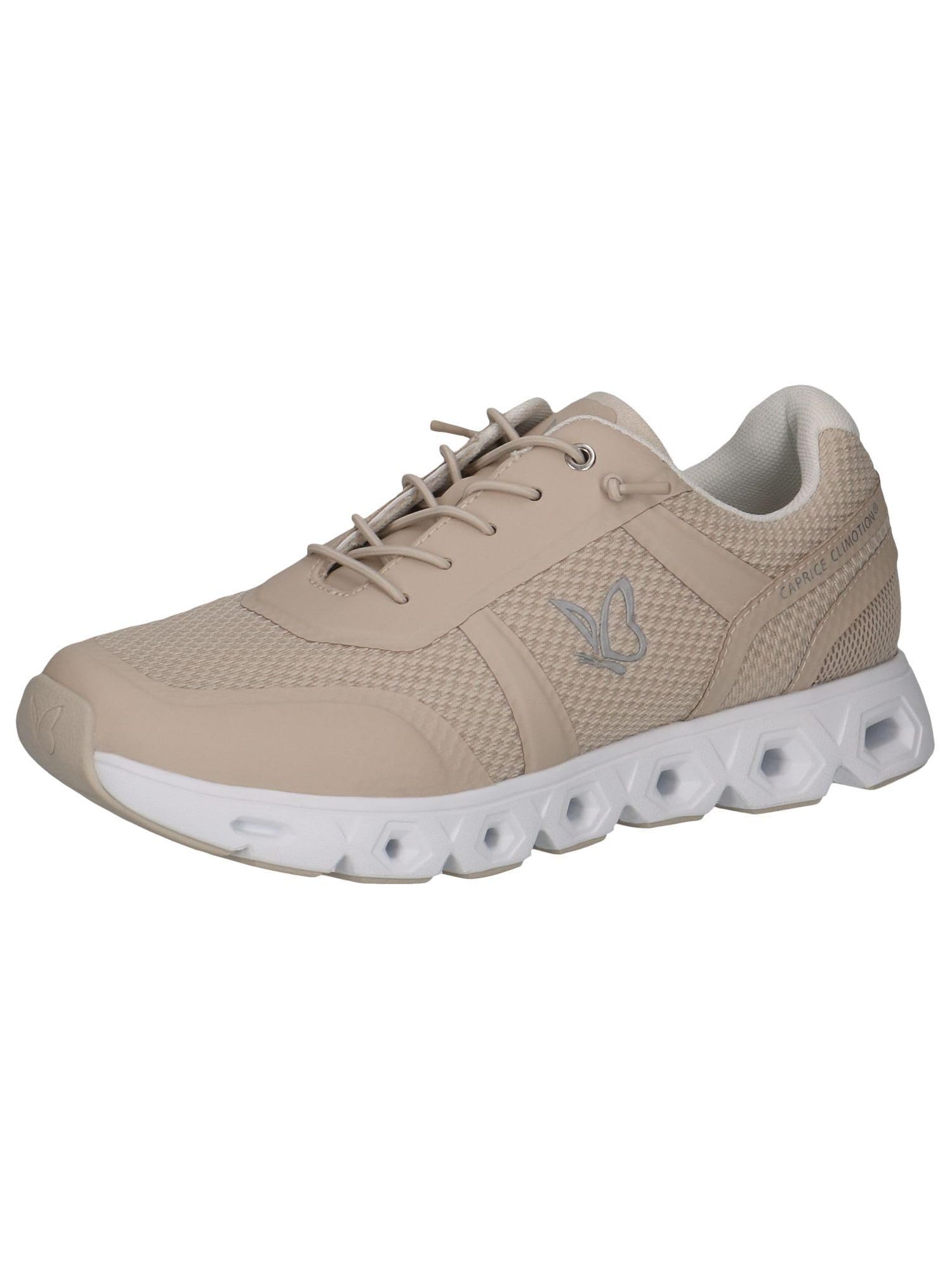 CAPRICE Women's Flat Sneakers with Laces Vegan, Beige (Sand Comb), 6.5 UK