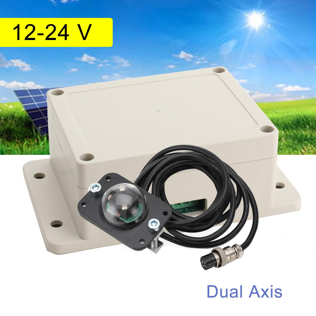 Solar-Tracker Dual Axis Solar Tracker Controller Sun Tracking System 12V-24V Sonnenverfolgungssystem mit Lichtsensor 2m Kable Automatischer Manueller Schalter Vertikal in Richtung Sonne, IP65