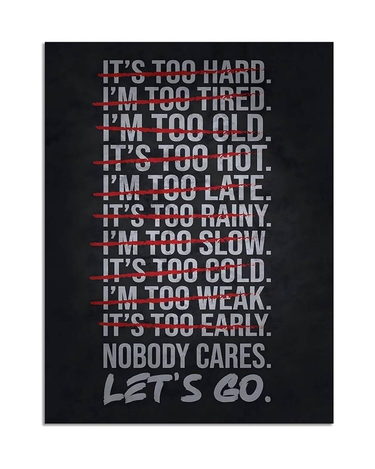 DQFOCPHHAA Motivational Fitness Art Poster The Only Easy Day Was Yesterday Canvas Wall-Art for Gym Locker(Unframed,16x24inch(40x60cm))