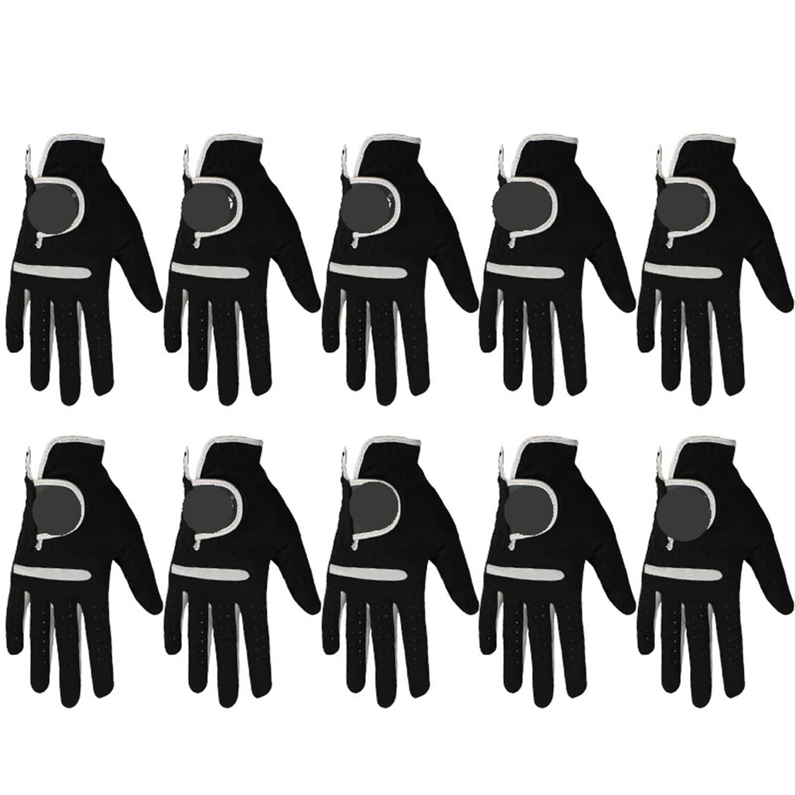 Guanto da golf Guanti da golf uomo, 10 pezzi, mano sinistra, destra, micro fibra morbida, traspirante, guanti per principianti(10 pcs Right Hand Black,Size 26-XL)