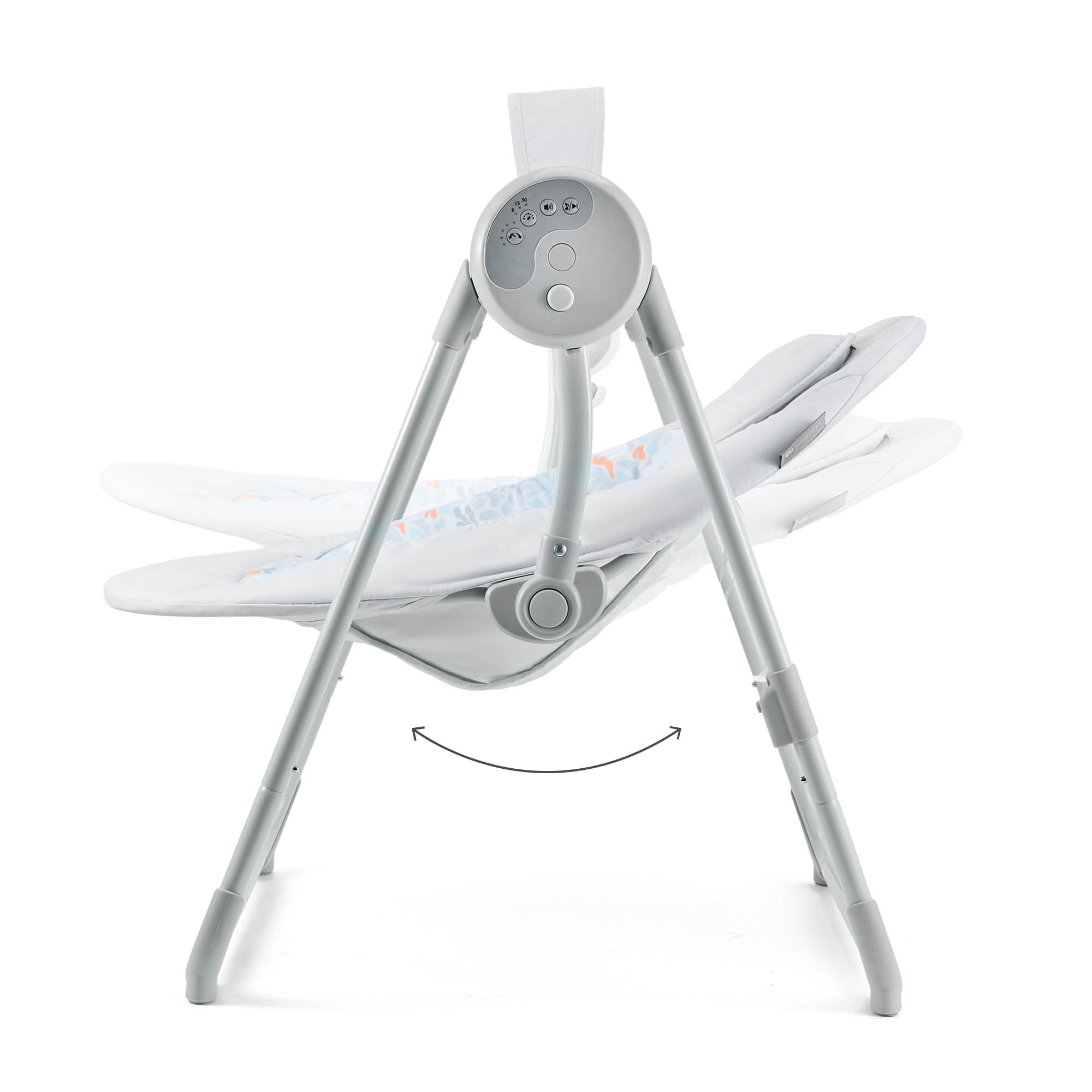 Kinderkraft SWINGEE - Balancín eléctrico para bebé con función oscilante, temporizador integrado, respaldo ajustable, 8 melodías de tranquilidad integradas, ligero y plegable, color gris
