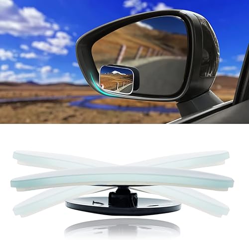 Espejo de punto ciego para automóvil, lente gran angular, espejos de punto ciego de vidrio HD ajustables de 360 grados, espejo retrovisor convexo