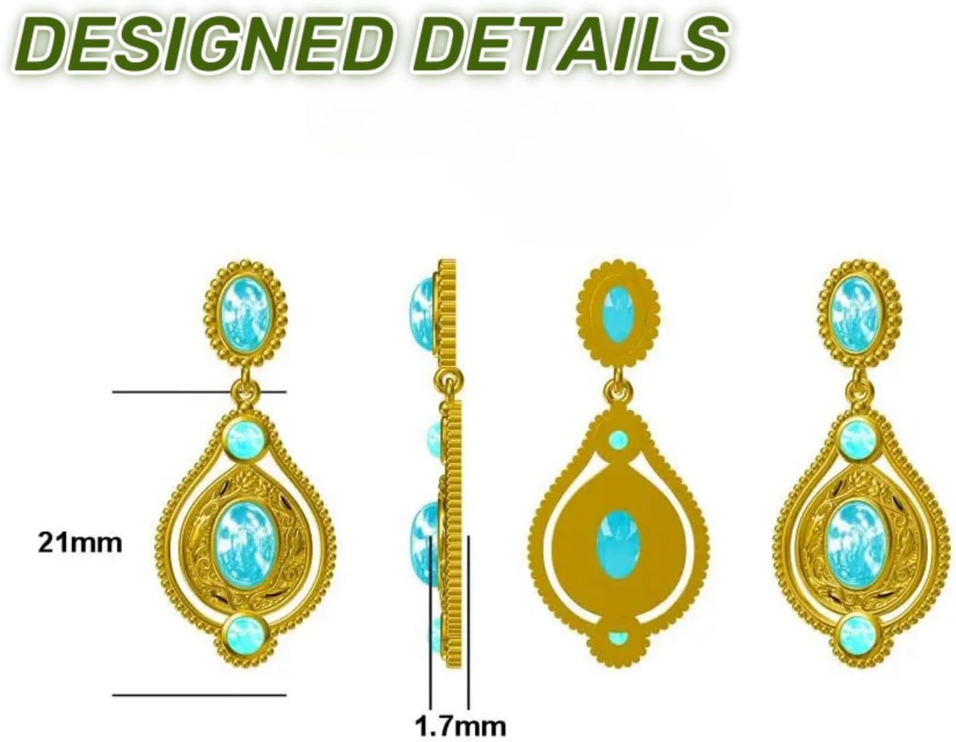 Genuine Turquoise Dangle Earrings, Sterling Silver Vintage Native American Western Boho Jewelry for Women - Image 7