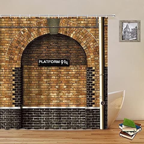Lileihao Platform 9 3/4 Of King's Cross Station - Passage To Magic School Decorative Shower Curtain Set Bathroom Accessories 69 X 70 Inch, Perfect Anti-Mildew Polyester Fabric Curtains Cover