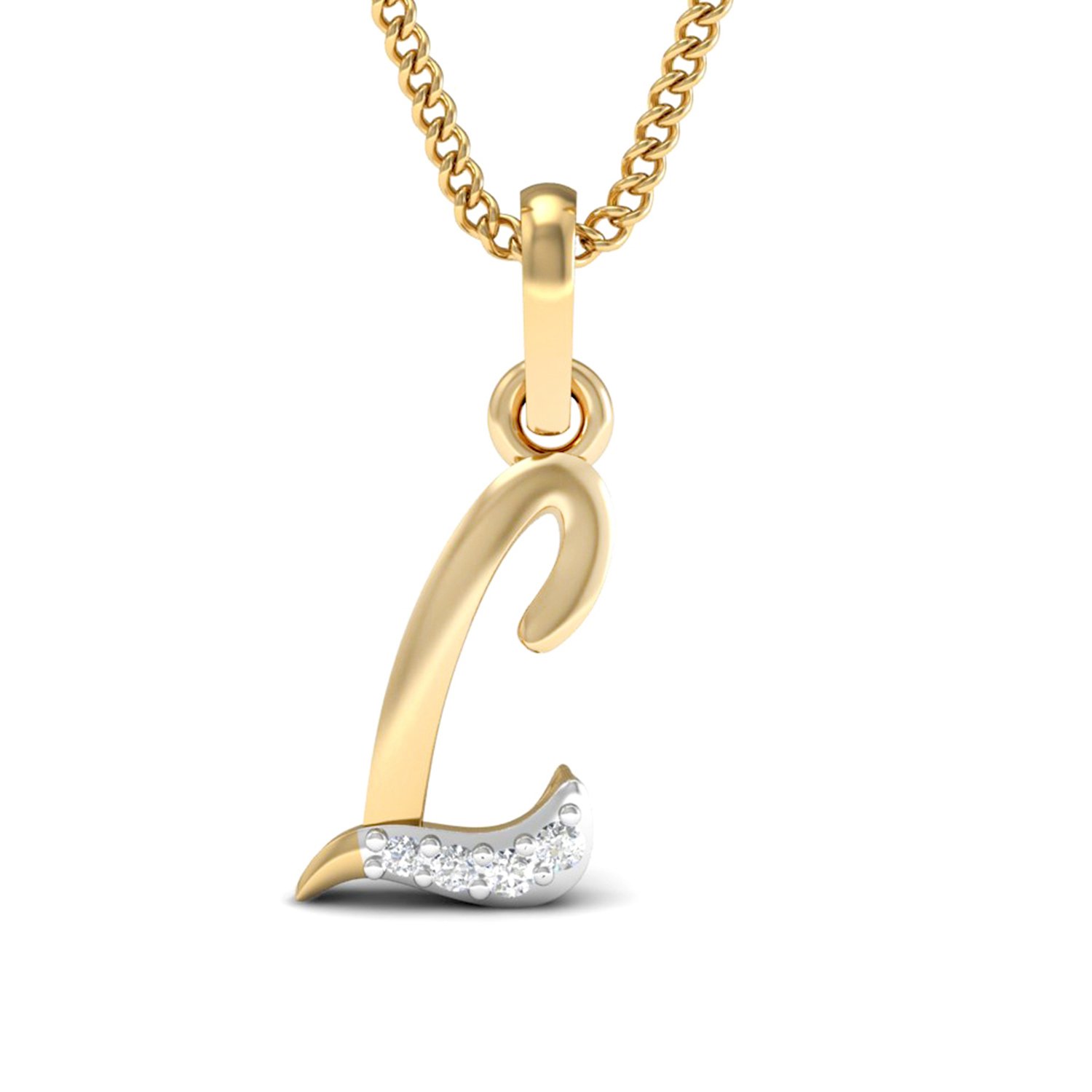 pc jeweller The L Alphabet 18KT Yellow Gold and Diamond Pendant for Women-picture-27