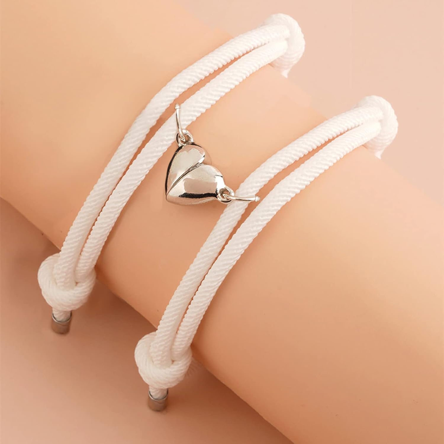 Dlihc 2pcs Couples Bracelets for Women Men, Matching Heart Bracelets for Couples, Valentines Gift for Boyfriend Girlfriend Best Friend - Image 4