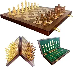 Jogo Xadrez Tabuleiro C/Imã Madeira Profissional 40x40 Cm