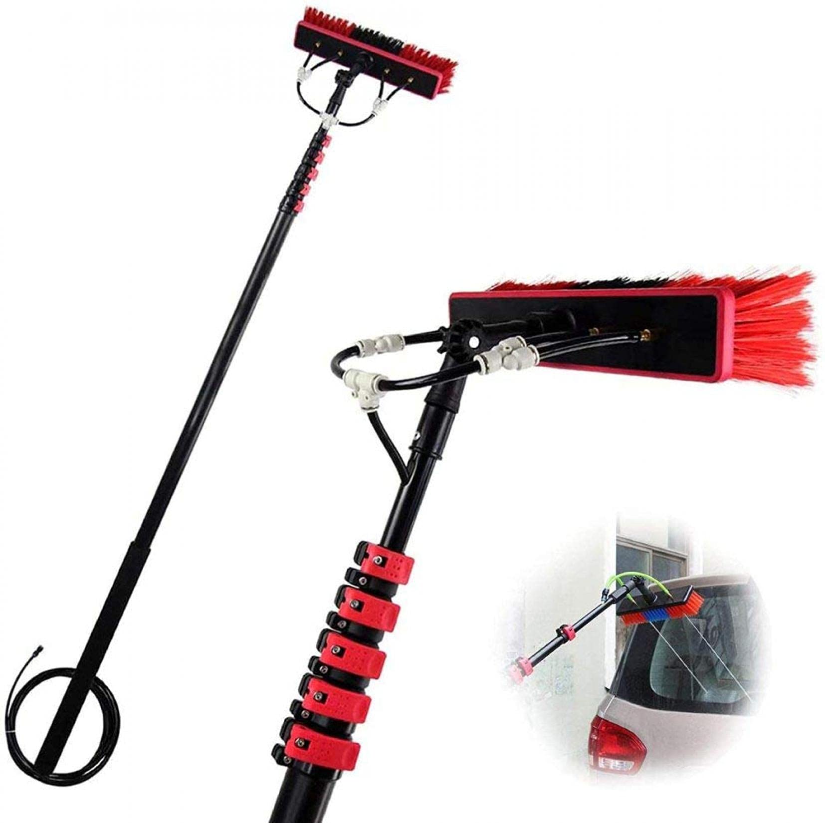 Spazzola per Pulizia finestre, Pulizia Pannelli fotovoltaici e solari, Pulizia finestre, Set di Lavaggio Attrezzatura per Pulizia aste per finestre di Camion - 9M, 3,6M (10,8m)