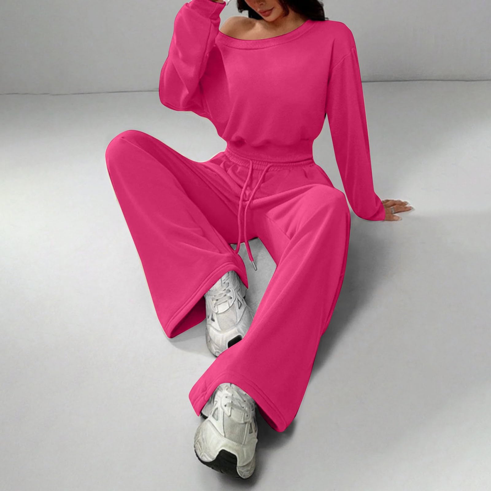 Tuta Donna Sportiva Invernale Felpa Senza Cappuccio E Pantaloni