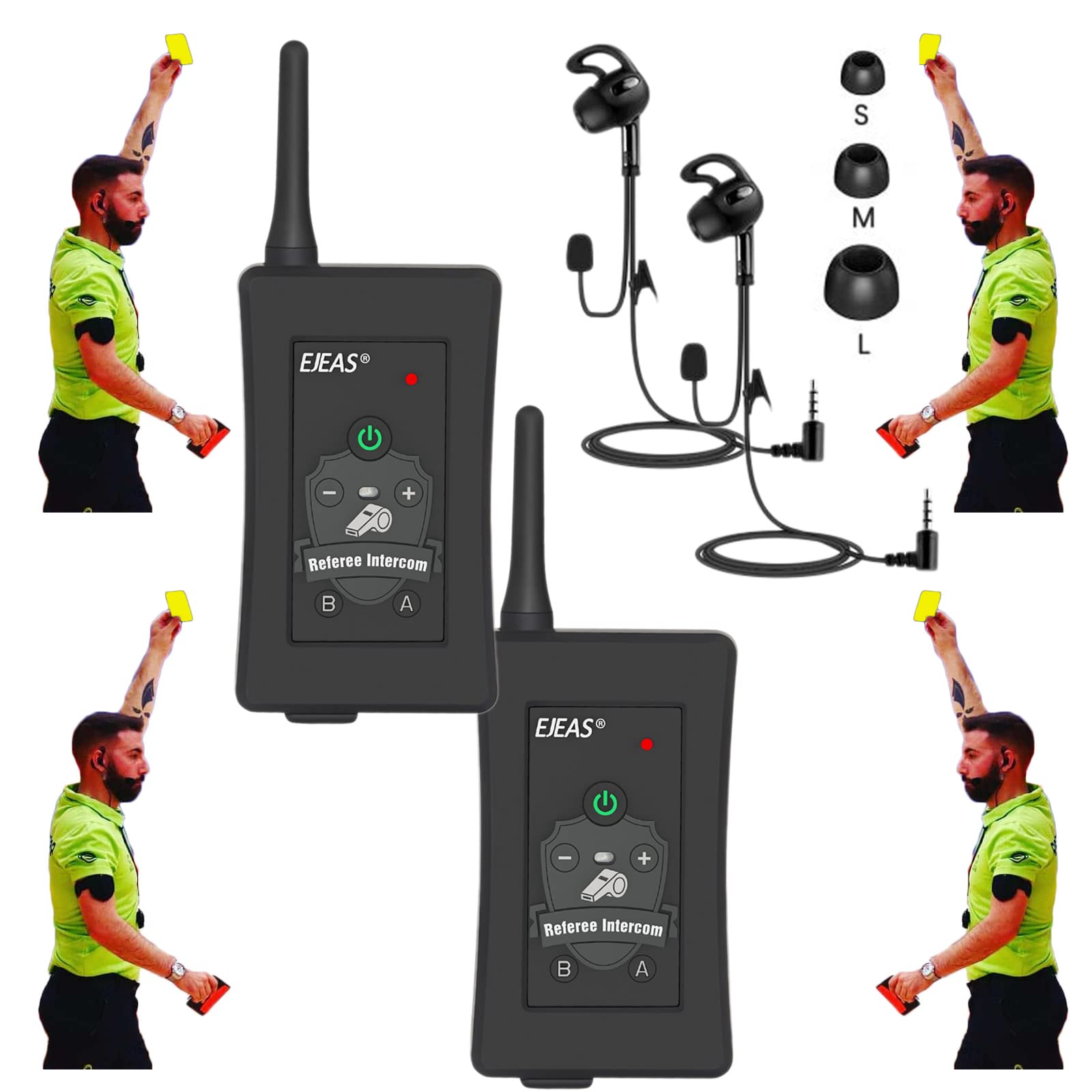 GaiRen Referee Communication System, Professional FBIM Referee Headsets with Earphone for Soccer Volleyball Ofiicial Football Handball (2 Pack)