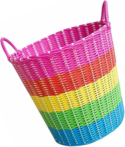 Zerodeko Cesta de almacenamiento de juguetes de plástico de imitación de ratán para el hogar, 1 unidad