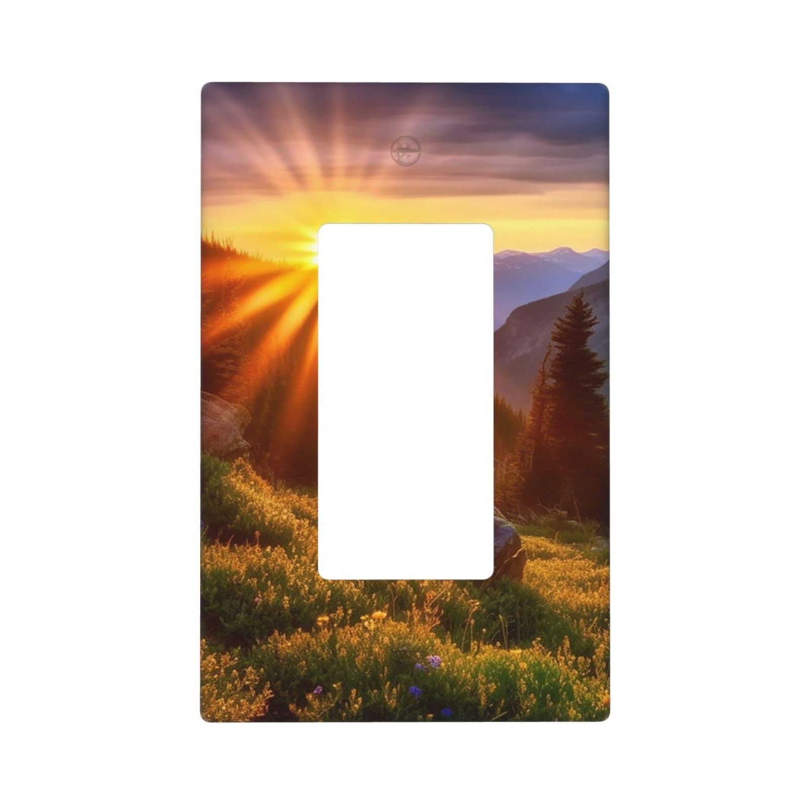 Rocky Mountain Sunset Sunshine Wall Plate Cover 1 Gang Light Switch Cover Decorative Single Duplex Wall Plates Mid-size Decorator Blank Electrical Switch Plate Cover for Electrical Outlets