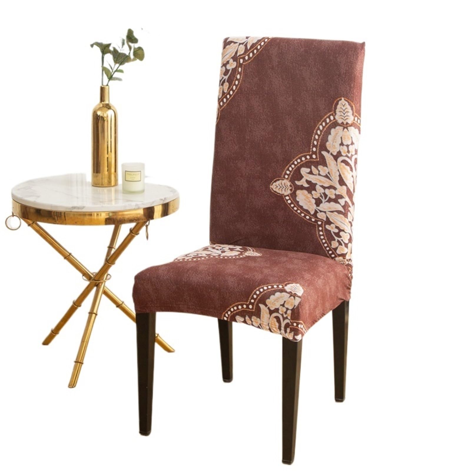 ITRHJTGP Chair Covers Leaf Pattern Elastic Chair Cover - Washable And Universal Dining, Suitable For Living Room, Hotel(E,6PC)