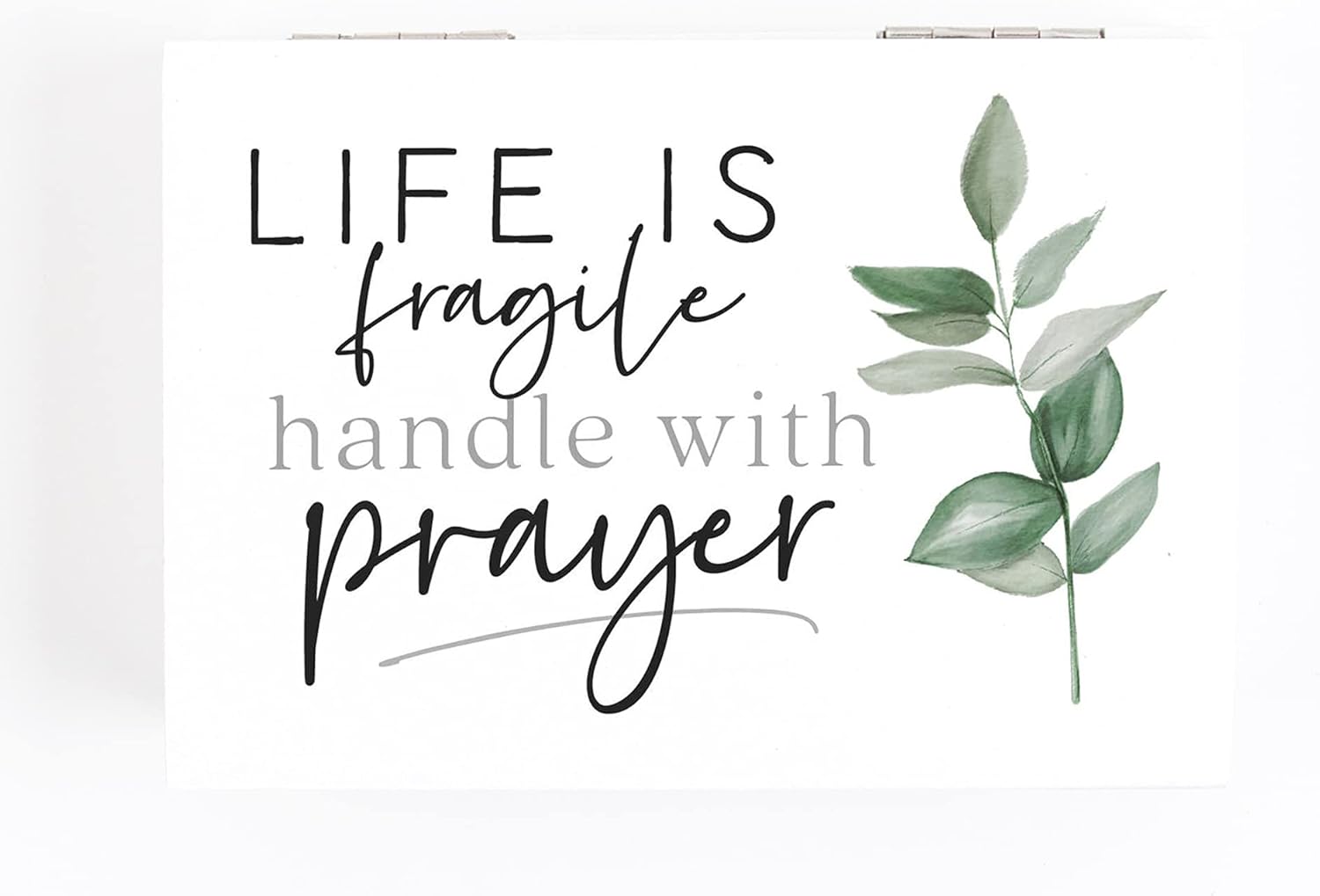 Handle With Prayer Classic White 4.5 x 3.25 Wood Decorative