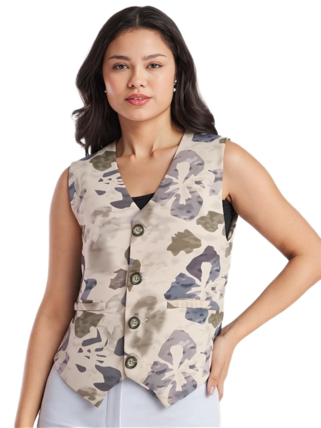 perfect productions Printed waistcoat for women, women cream waistcoat.14-picture-17