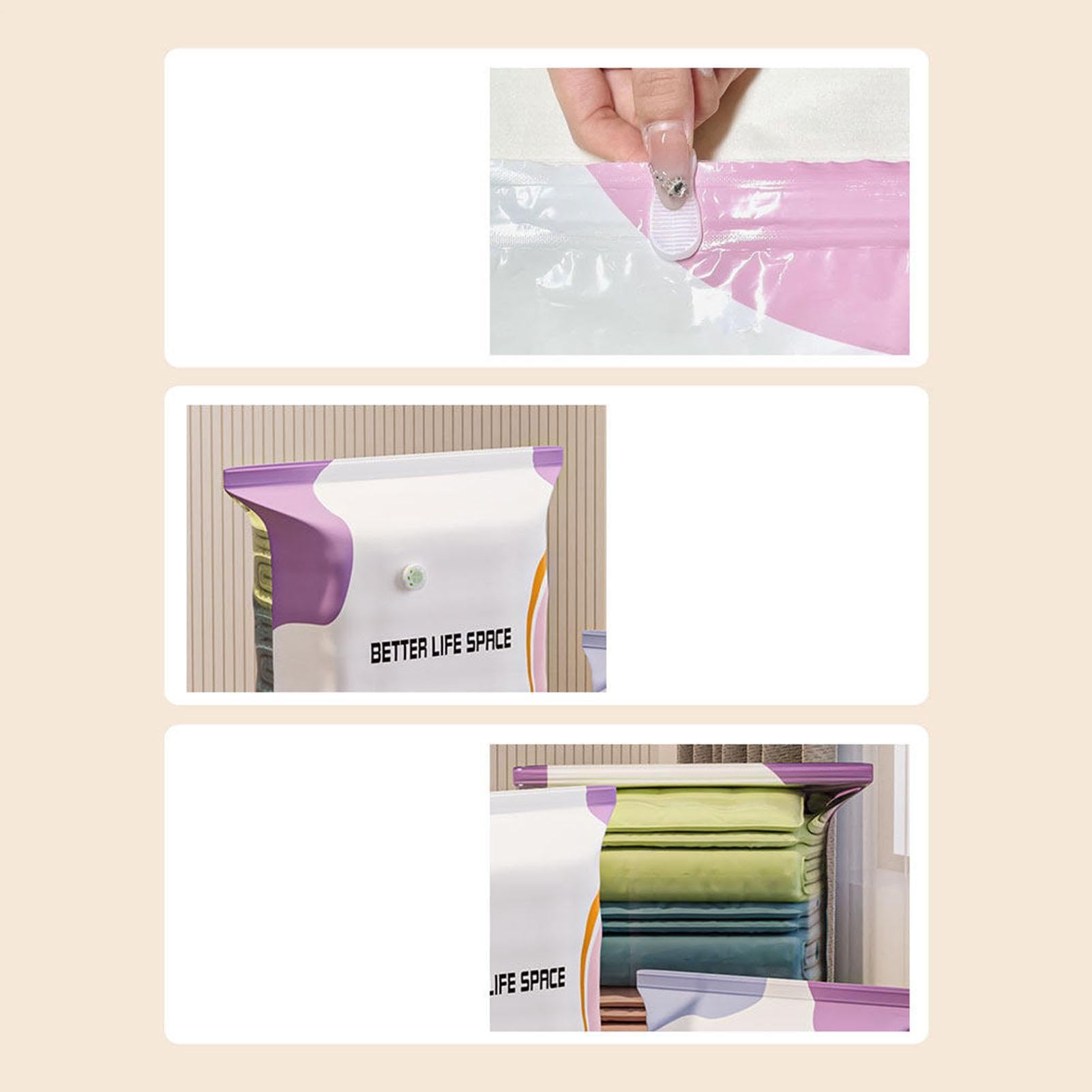 Sacchetti sottovuoto senza pompa 3D | Sacchetti a compressione senza vuoto 3 pezzi | Busta pressata e sigillata | Borsa per aspirapolvere riutilizzabile addensata per vestiti, piumini