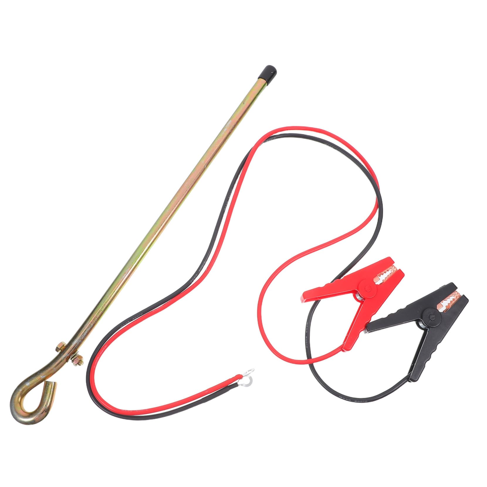 Picchetto di Terra Portatile con Clip Metallica, Set 1 Pezzo | Ferro Dorato, Cavo Incluso, Uso in Campeggio e Recinzioni Elettriche, Connessione Sicura