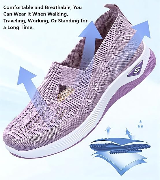 Women Wide Width Breathable Walking Comfortable Slip on Sneakers Lightweight Sneaker Nurse Shoes Arch Support Sneakers Breathable Soft Running Shoes Anti Skid Sports Diabetic Foam Shoes3