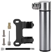 Mini Bike Pump   Portable Titanium-Coloured Aluminium Alloy Floor Pump for Mountain Bike, Road Bike and Hybrid Bicycle