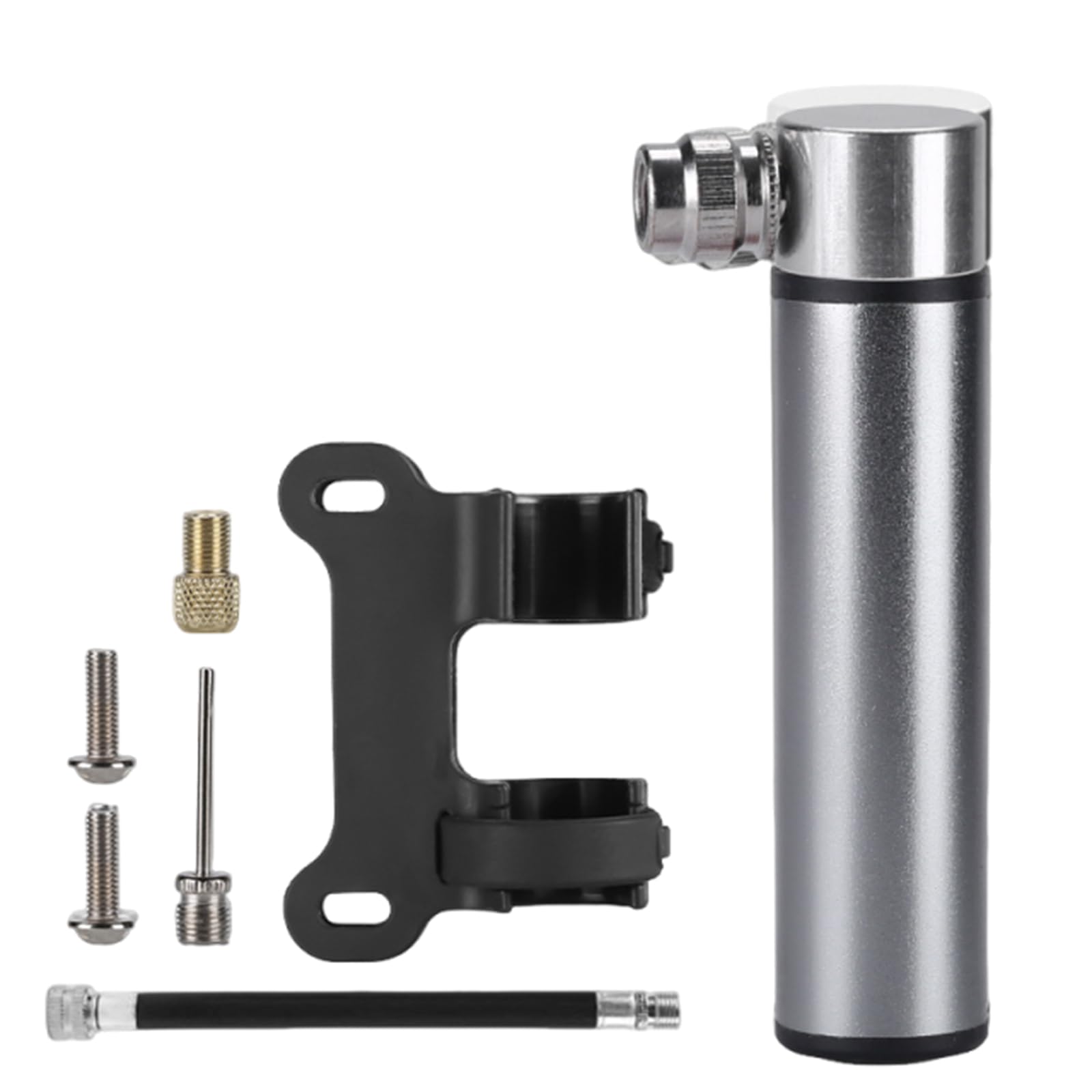 Oiieco Mini Bike Pump – Portable Titanium-Coloured Aluminium Alloy Floor Pump for Mountain Bike, Road Bike and Hybrid Bicycle