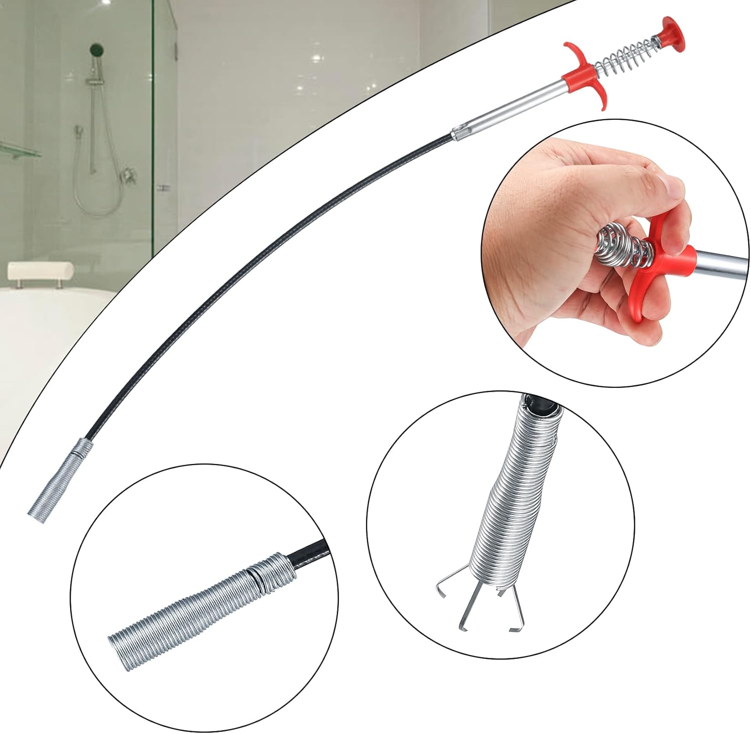 4 Pcs Sink Unblocker Tool(3 x Sink Drain Cleaning Brushes, 1 x Cleaning