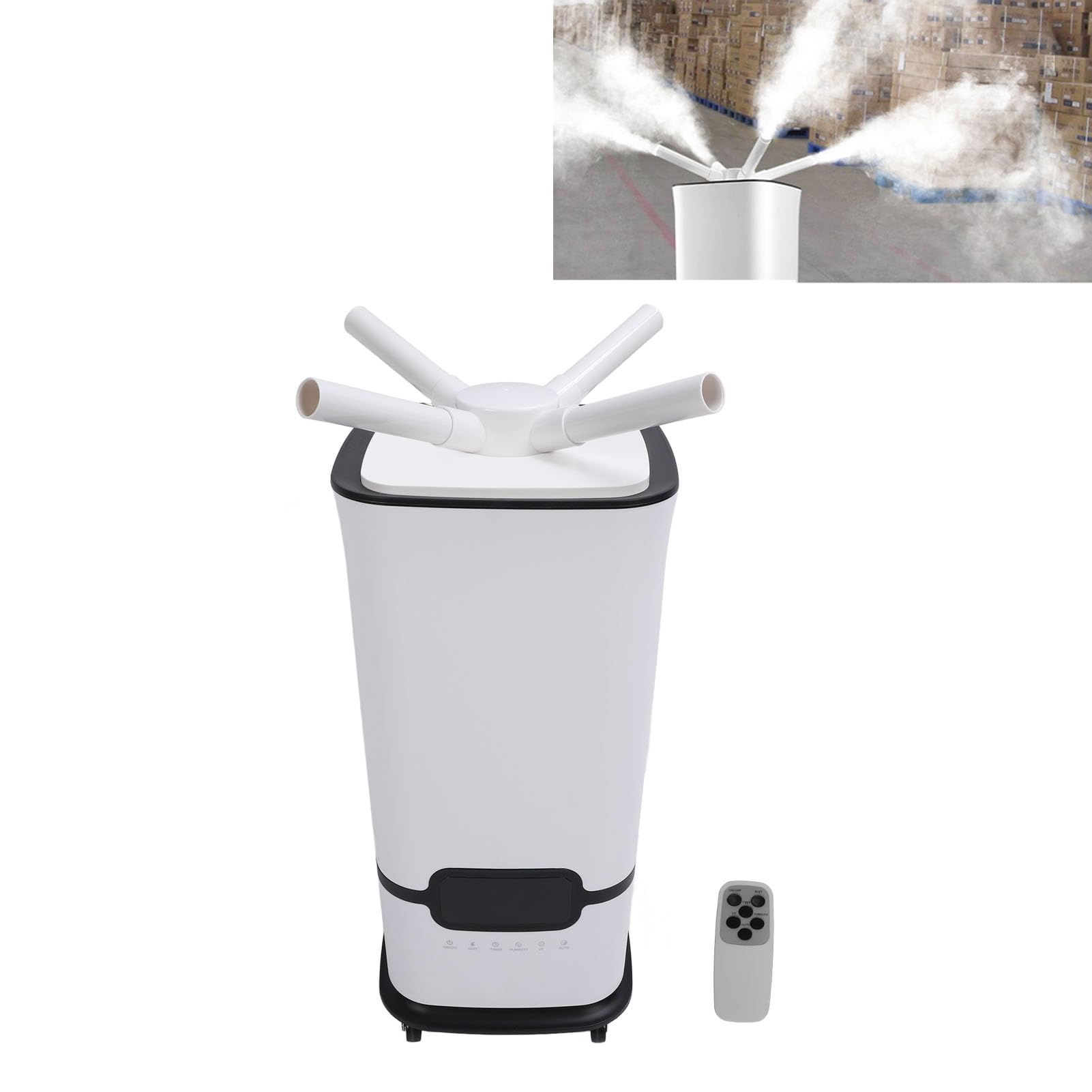 SIXRUN Umidificatore Grande da 16 Litri, Umidificatore Industriale Serbatoio 'Acqua da 16 Litri 3 Piastre di Atomizzazione Umidificatore a Ultrasuoni con Temporizzazione Intelligente