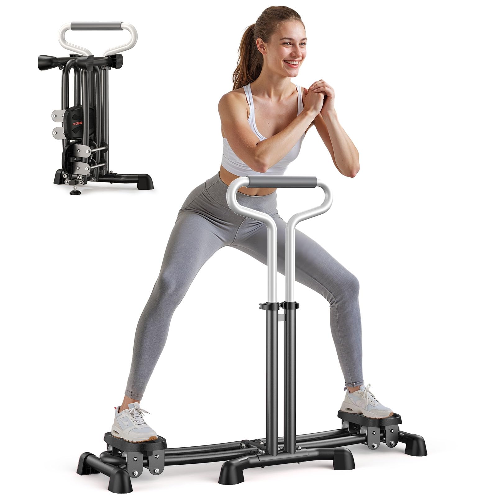 FEIERDUN Ski Machine – Ultra-Quiet Full-Body Trainer with Double Armrests, Adjustable Resistance, Foldable Design, 300LB Capacity for Home Workouts