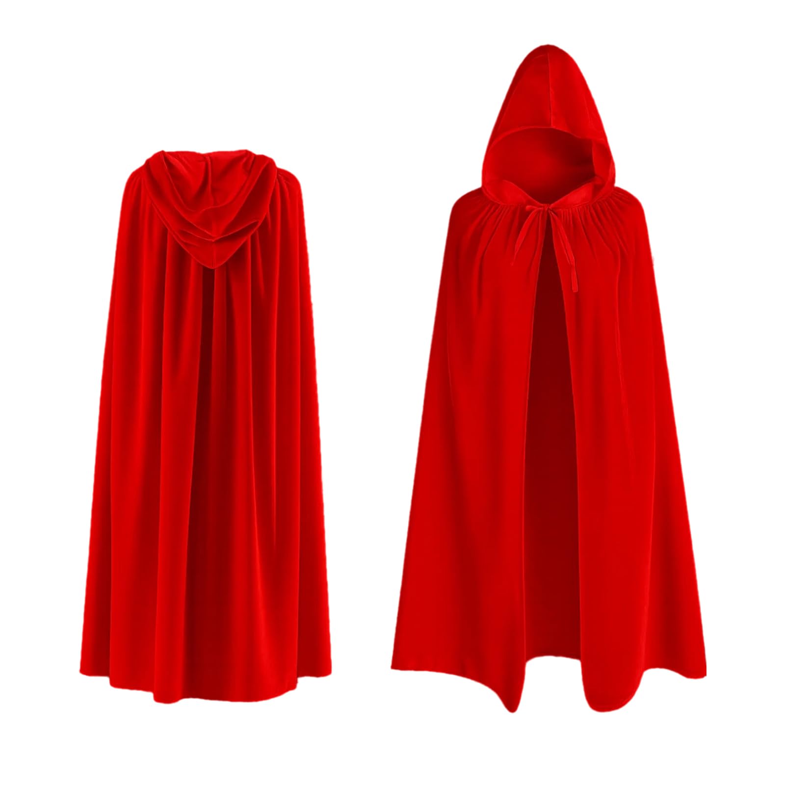 ToqoGeri 140CM Adult Halloween Red Cape with Hood, Little Red Riding Hood Cape Adult Hooded Robe Cloak for Men Women Halloween Christmas Witch Vampires Costume