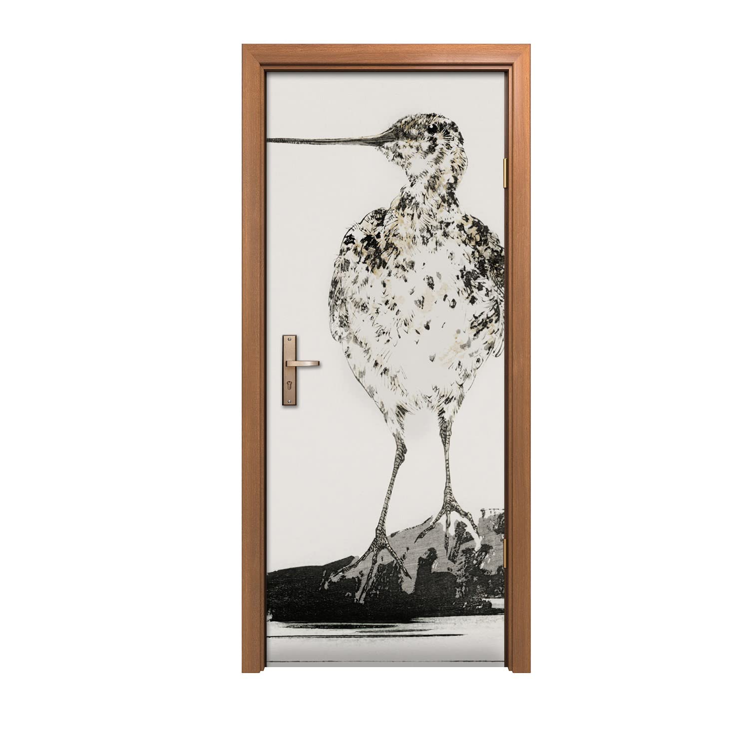 Autocollant de porte 90x200cm oiseau pour créer un salon apaisant