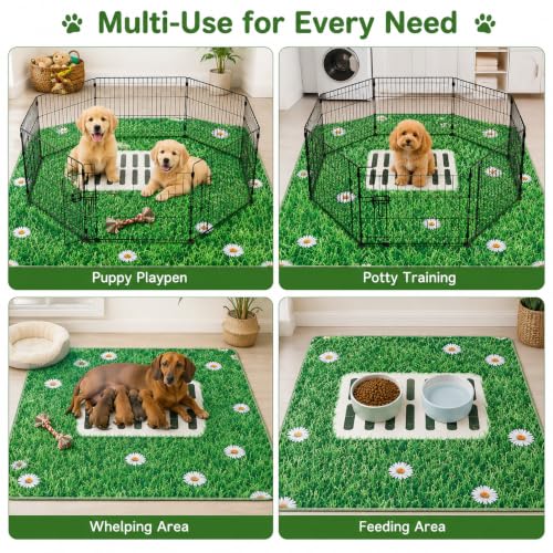 Image of Aitmexcn Washable Pee Pads for Dogs, 2 Pack Super Absorbent Reusable Puppy Pads, Lawn Design Reusable Dog Pads for Potty Tranning, Whelping, Playpen, Crate, Bed - 31 inchx36 inch - Green