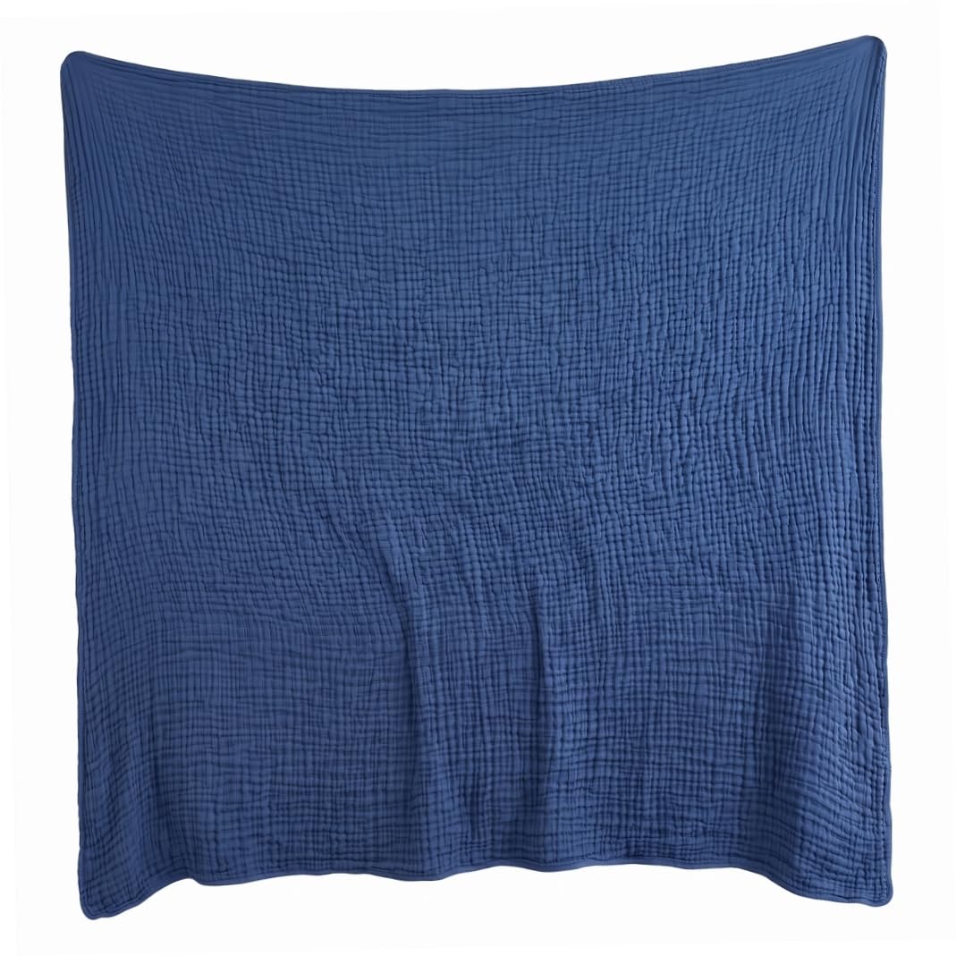 Coperta in cotone, morbida coperta in mussola, blu scuro | Cotone delicato sulla pelle, leggero per chi ha il caldo, garza ultra morbida e traspirante