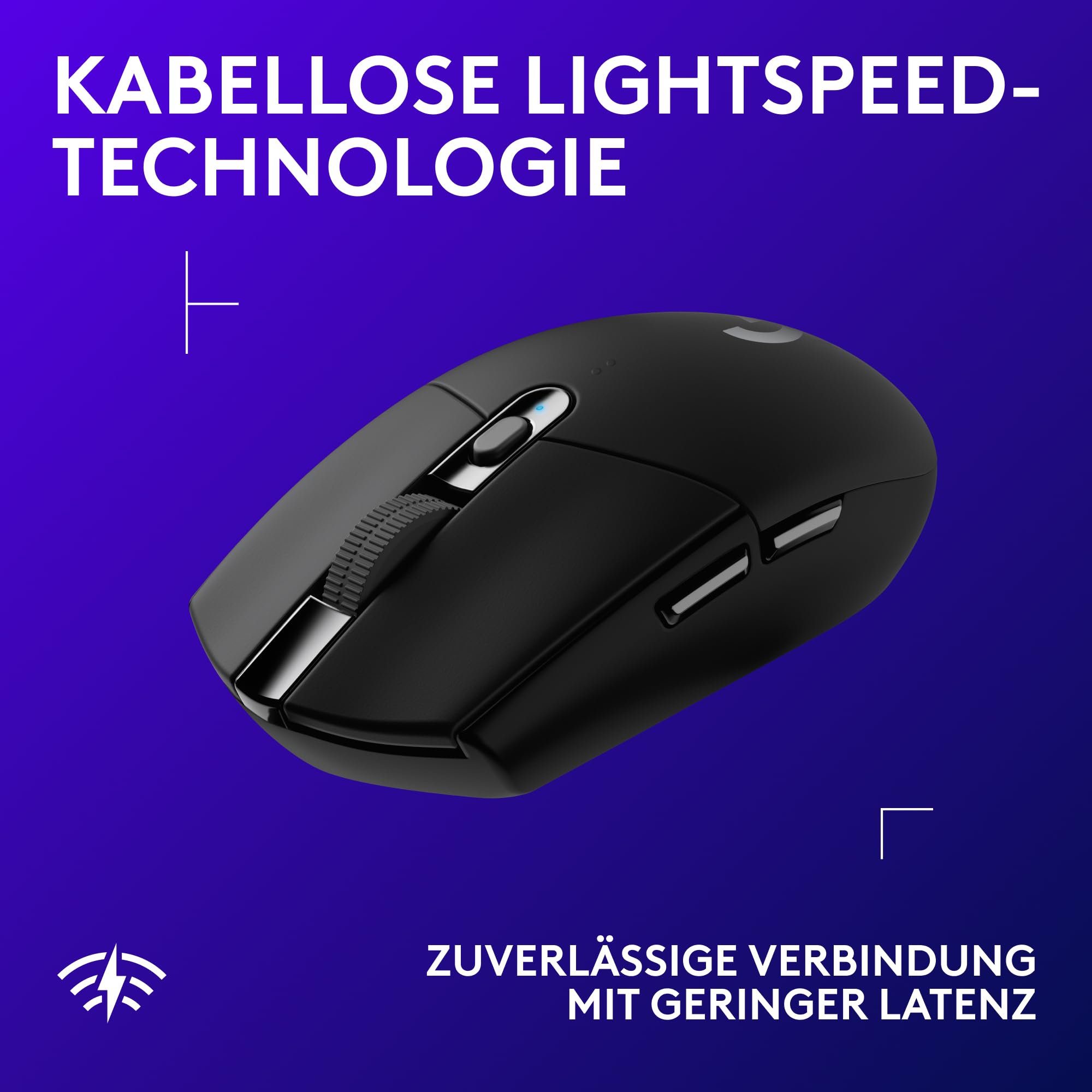 Logitech G G305 LIGHTSPEED kabellose Gaming-Maus HERO 12K DPI Sensor Wireless 6 Tasten 250h Akku Schwarz