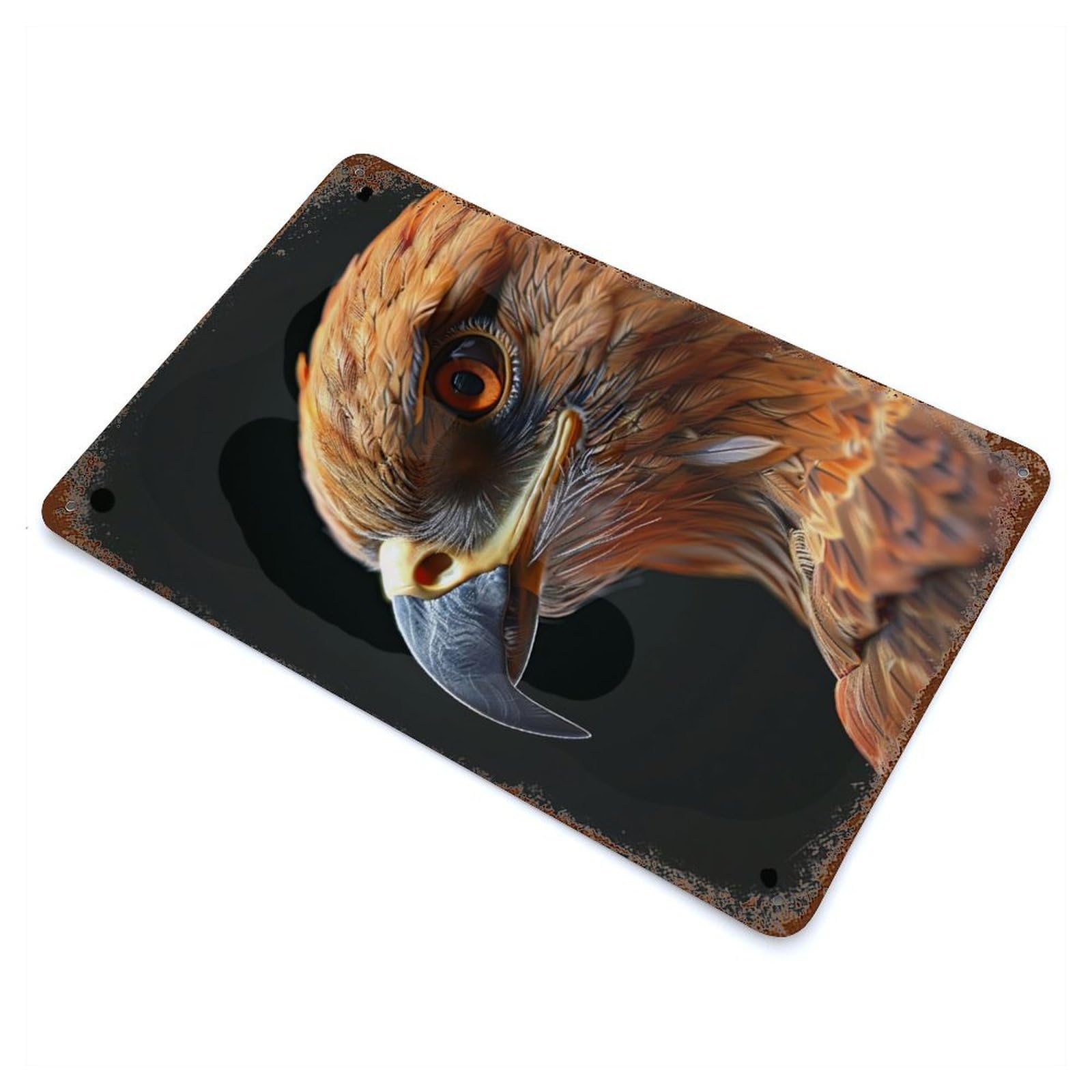 Rust Effect Hawk Vintage Rust Metal Sign 11.8"x7.9", Classic Wall Plaque for Shed, Workshop And Garage Wall Decor