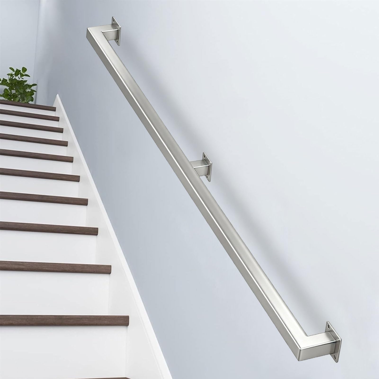 Stainless Steel Banister Hand Rails, 4ft 5ft 6ft 8ft 10ft 15ft 16ft Handrails for Stairs, Wall Mount Staircase Hand Railing Support Kit, Safety Grab Bar(14ft/420cm)