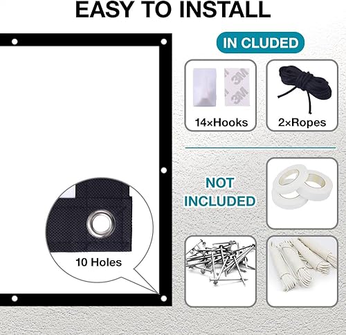 Miniatura 5 de Japard Pantalla de proyector de 250 pulgadas para exteriores, 4K Full HD 3D 169, material de lona de proyección de doble cara, plegable, portátil,