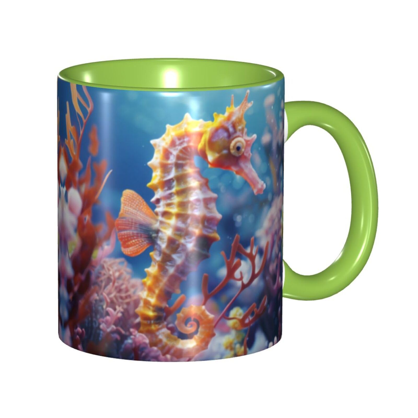 RAIZHE Ocean Seahorse Coffee Mugs Large Porcelain Mug Ceramic Tea Cups Mug Gift Set Great for Tea Hot Chocolate Colored Mug White Ceramic Material