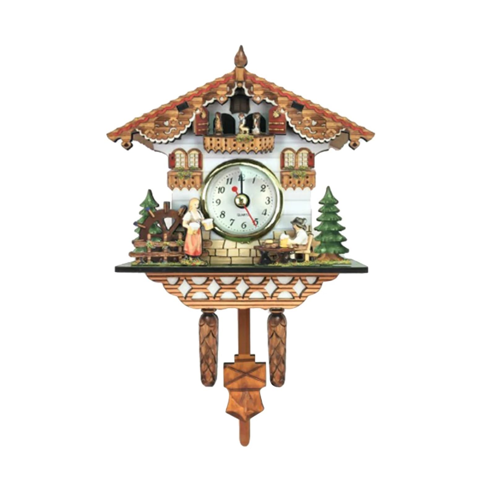 Gsclz Option 2 Cuckoo Clock With Pendulum Wall Living Room Time Bell Swing Alarm Watch Home Art Decor 10Inch For Wall Art Home Office Decoration(Option 2)