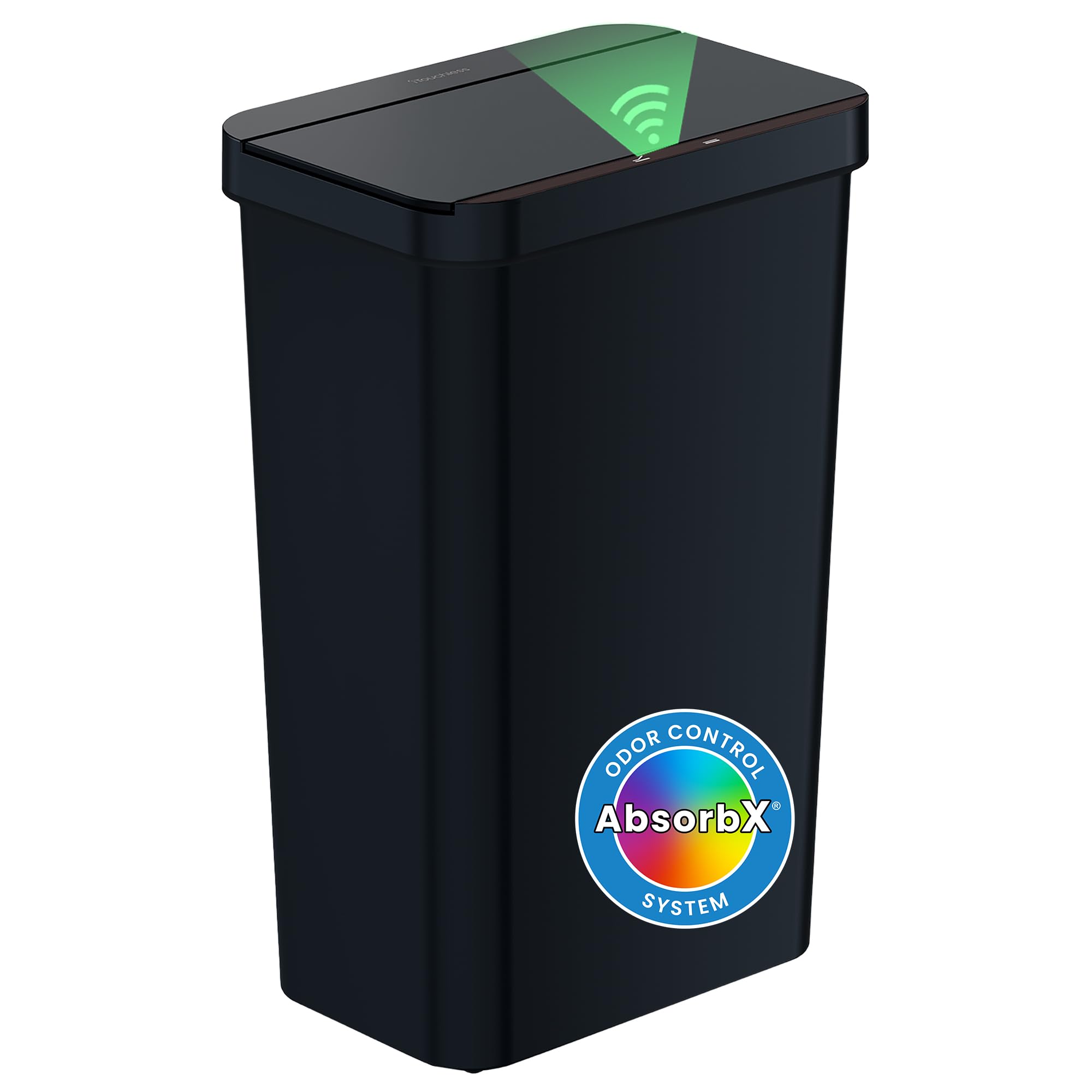 iTouchless Prime 13.2 Gallon Plastic Sensor Trash Can, Durable Dent-Proof Construction, Slim and Space-Saving Automatic Bin Great for Kitchen, Home, Office, Business, Garage, Black Color
